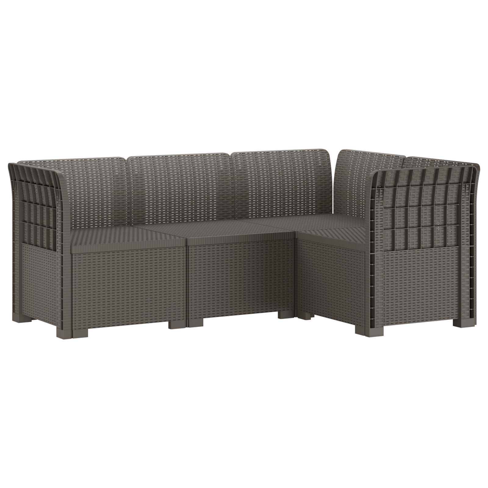vidaXL 4-Sitzer Gartensofa Rattan-Look PP Hellgrau