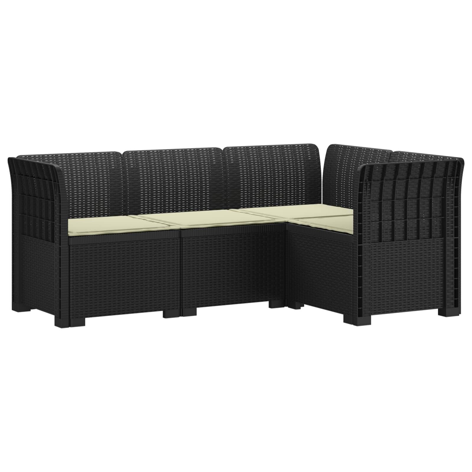 vidaXL 4-Sitzer Gartensofa mit Kissen Rattan-Look PP Anthrazit
