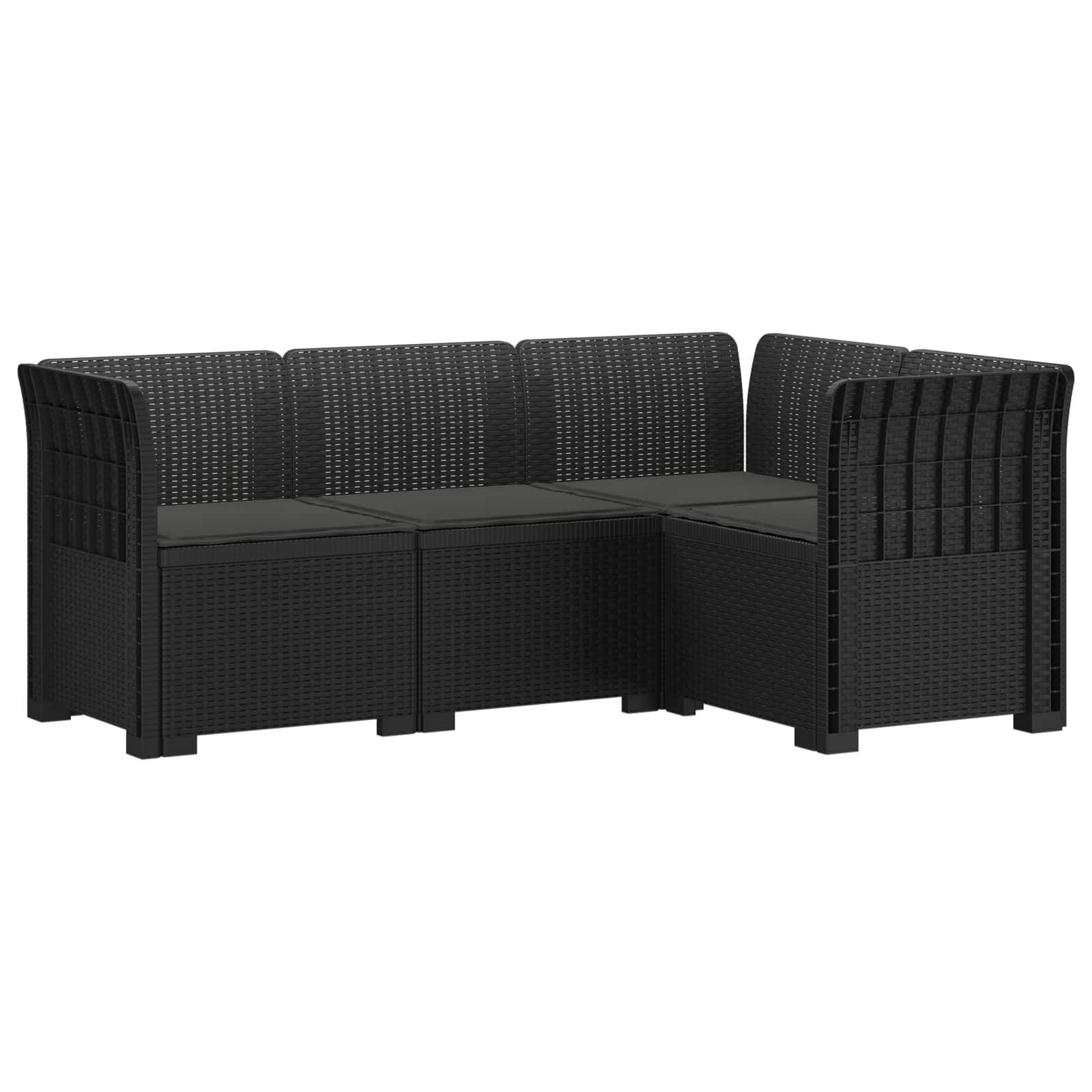 vidaXL 4-Sitzer Gartensofa mit Kissen Rattan-Look PP Anthrazit