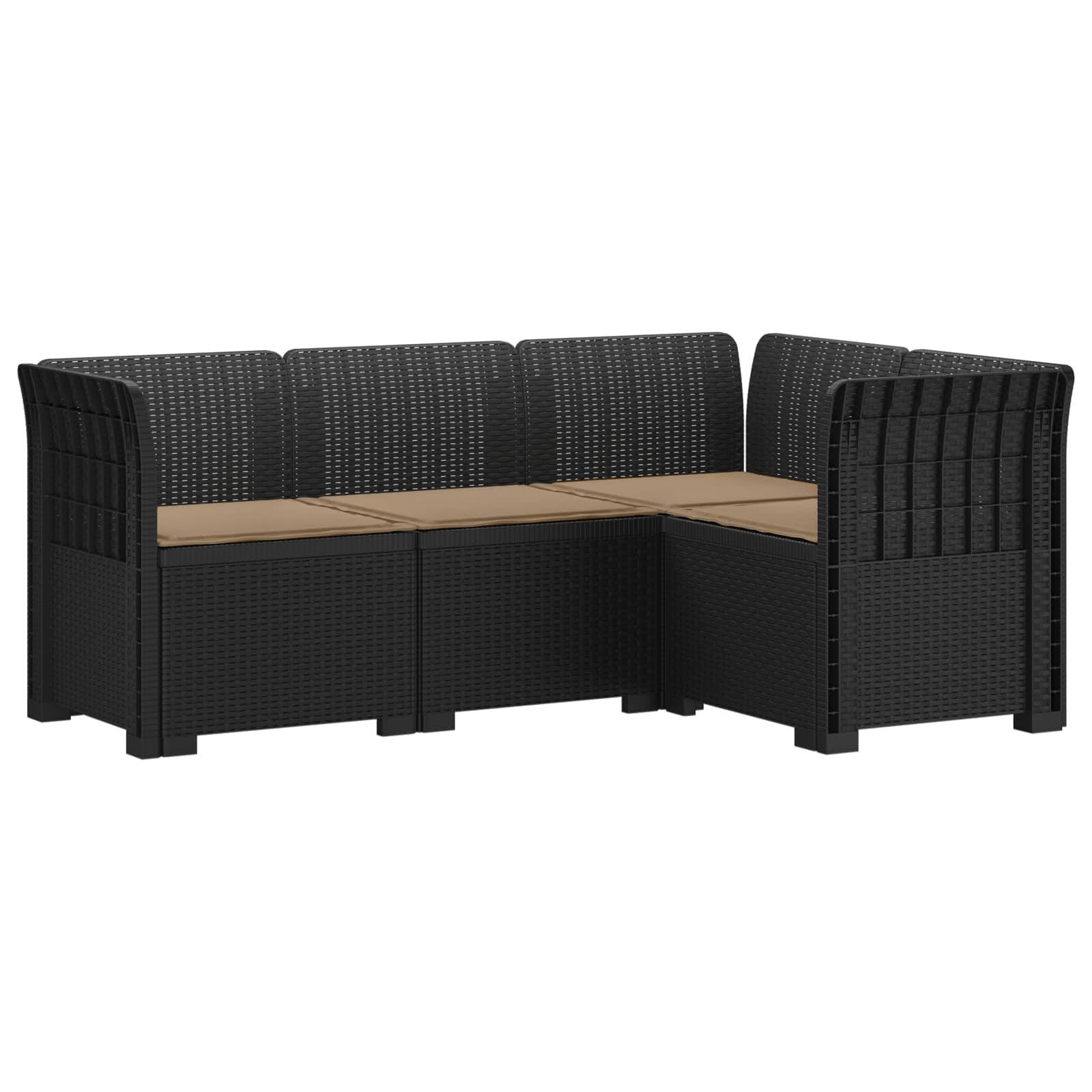 vidaXL 4-Sitzer Gartensofa mit Kissen Rattan-Look PP Anthrazit
