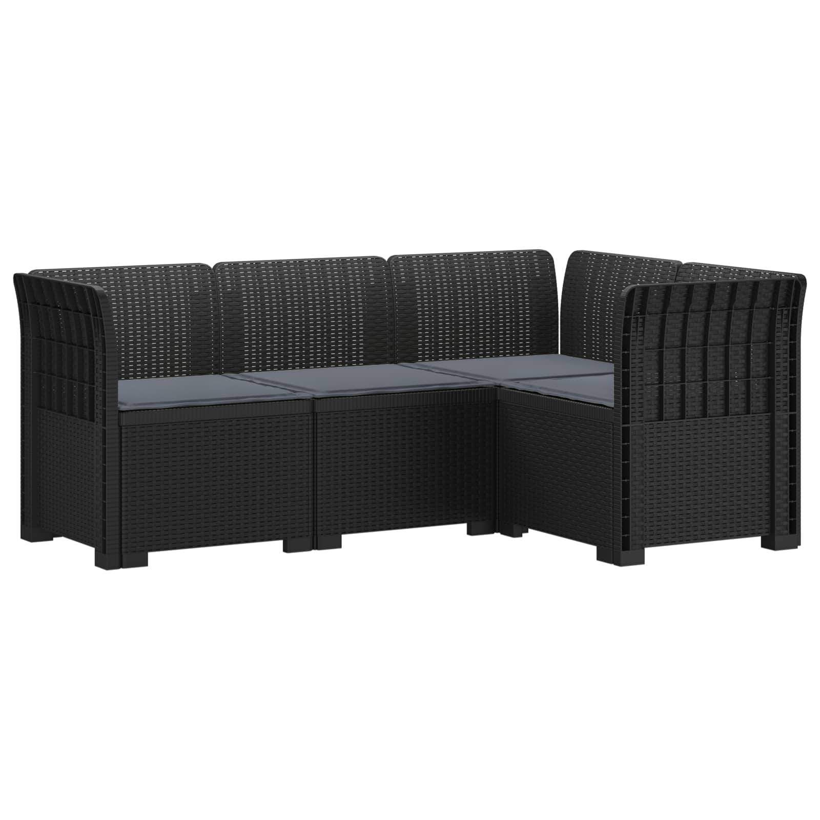 vidaXL 4-Sitzer Gartensofa mit Kissen Rattan-Look PP Anthrazit