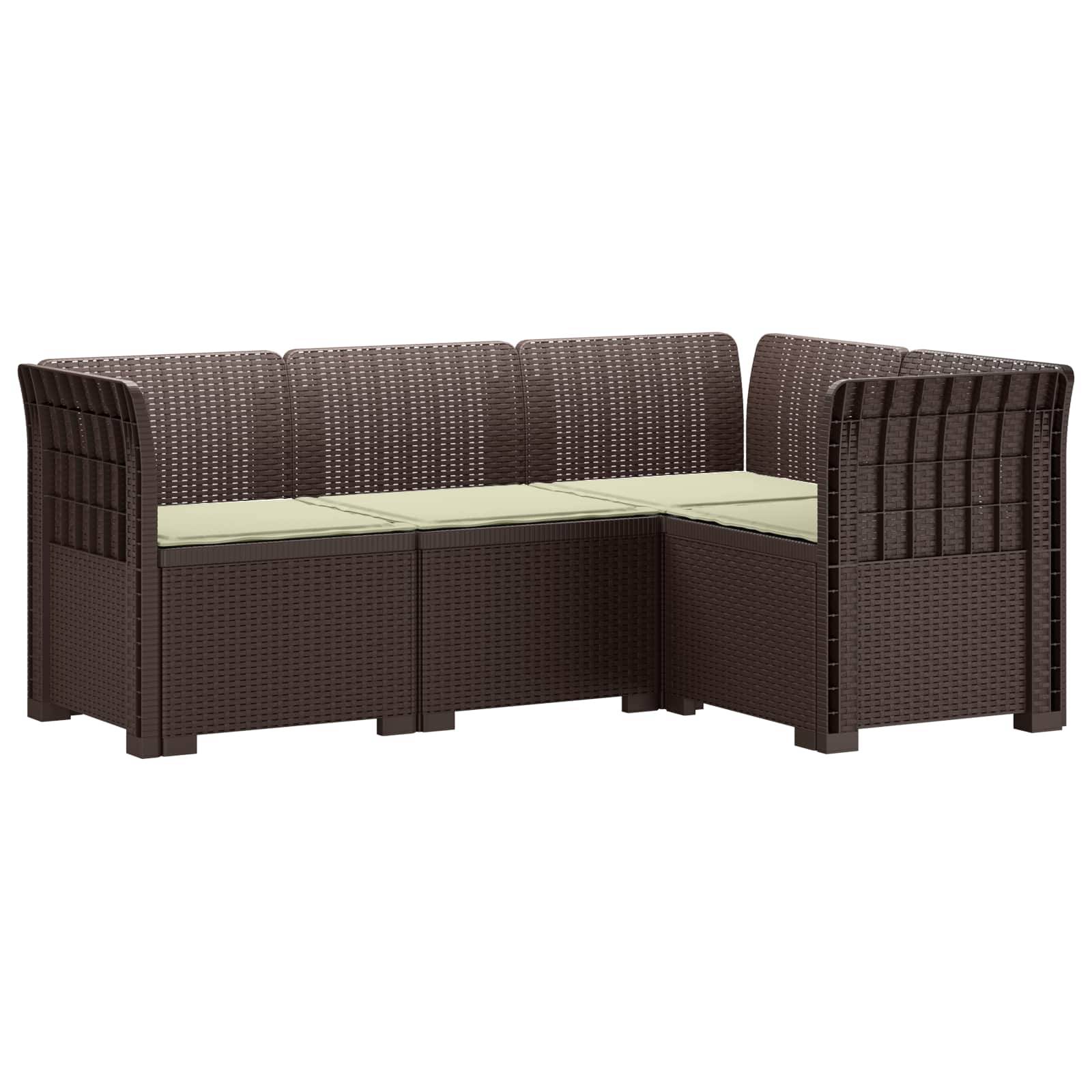 vidaXL 4-Sitzer Gartensofa mit Kissen Rattan-Look PP Braun