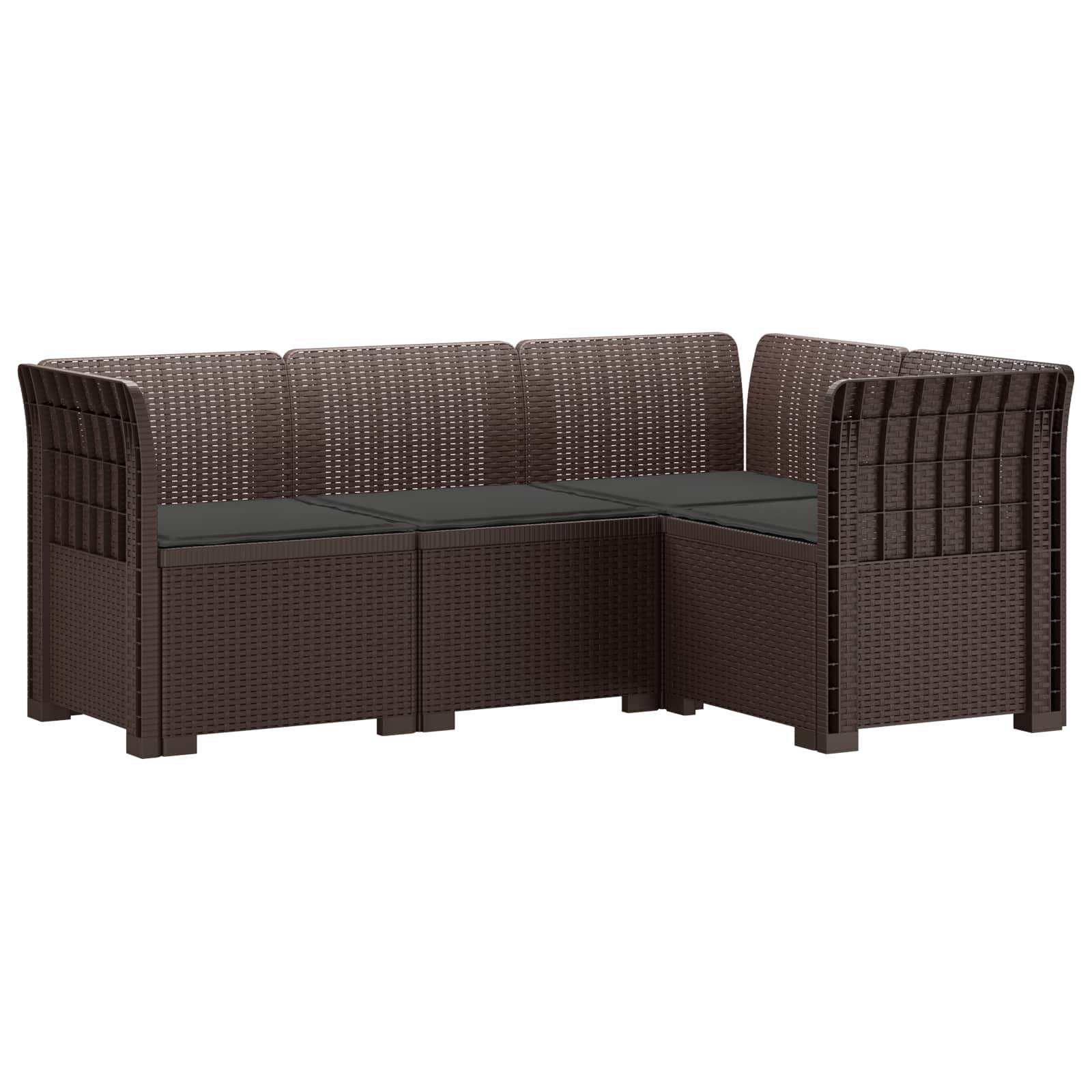 vidaXL 4-Sitzer Gartensofa mit Kissen Rattan-Look PP Braun