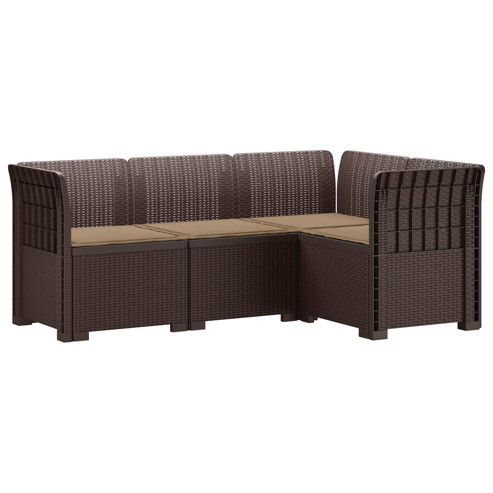 vidaXL 4-Sitzer Gartensofa mit Kissen Rattan-Look PP Braun