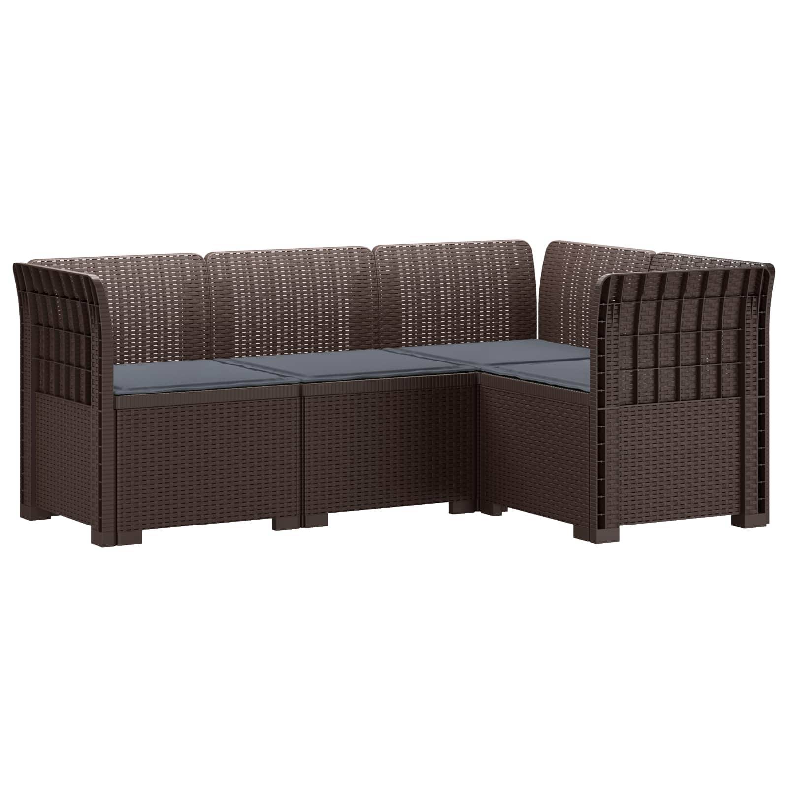 vidaXL 4-Sitzer Gartensofa mit Kissen Rattan-Look PP Braun