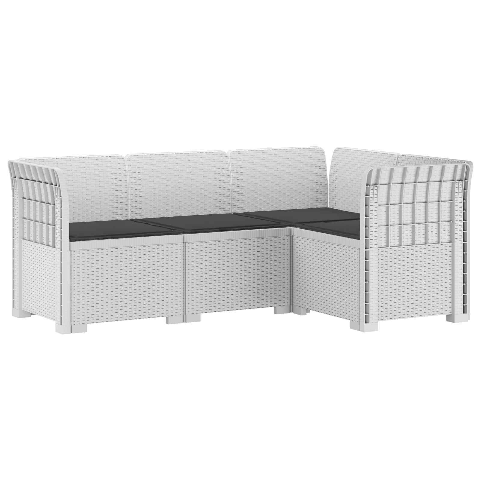 vidaXL 4-Sitzer Gartensofa mit Kissen Rattan-Look PP Weiß