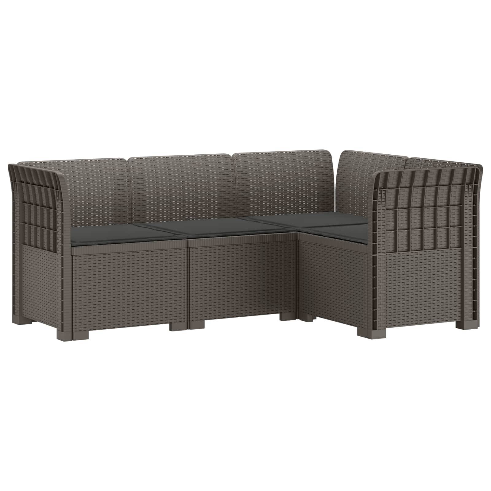 vidaXL 4-Sitzer Gartensofa mit Kissen Rattan-Look PP Hellgrau