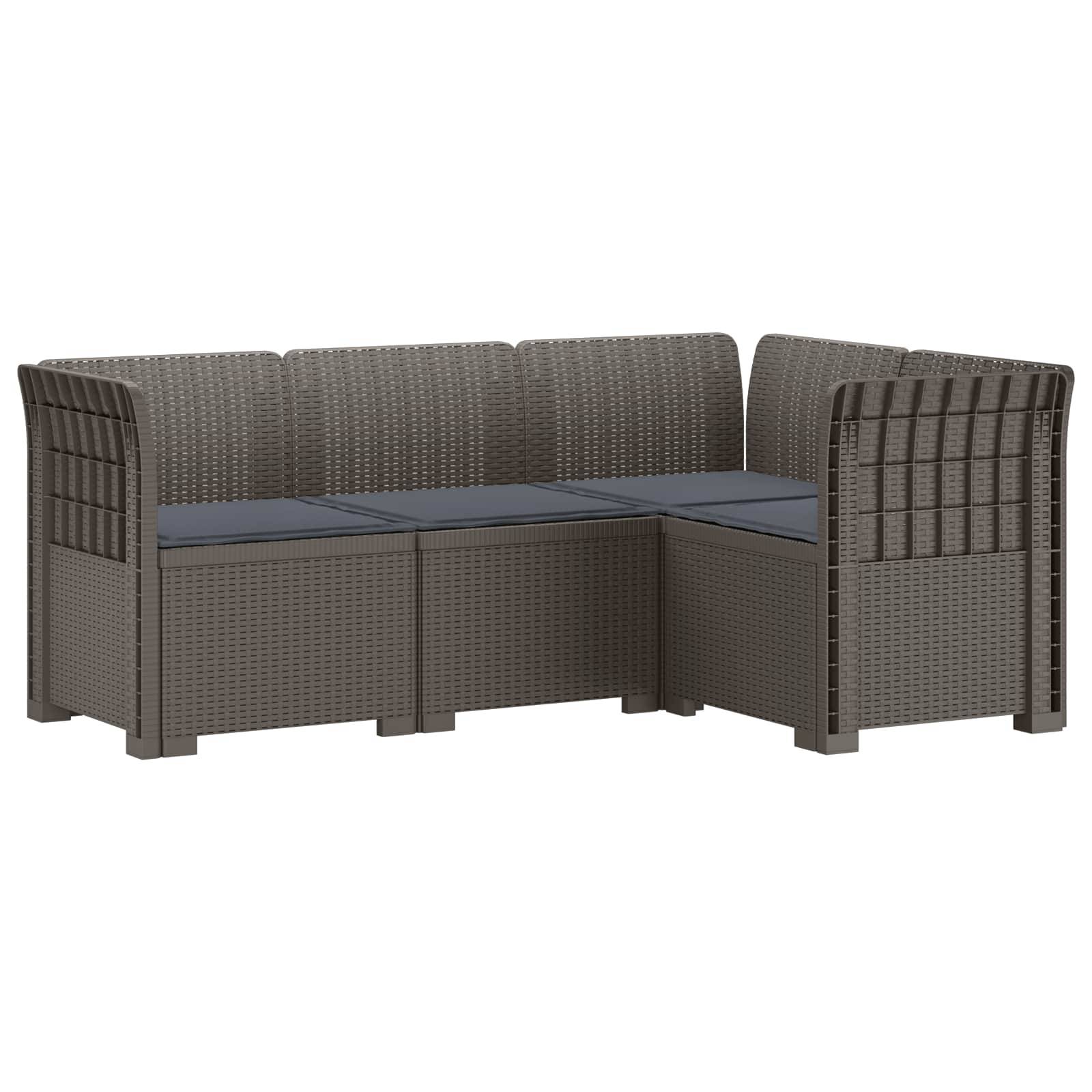 vidaXL 4-Sitzer Gartensofa mit Kissen Rattan-Look PP Hellgrau