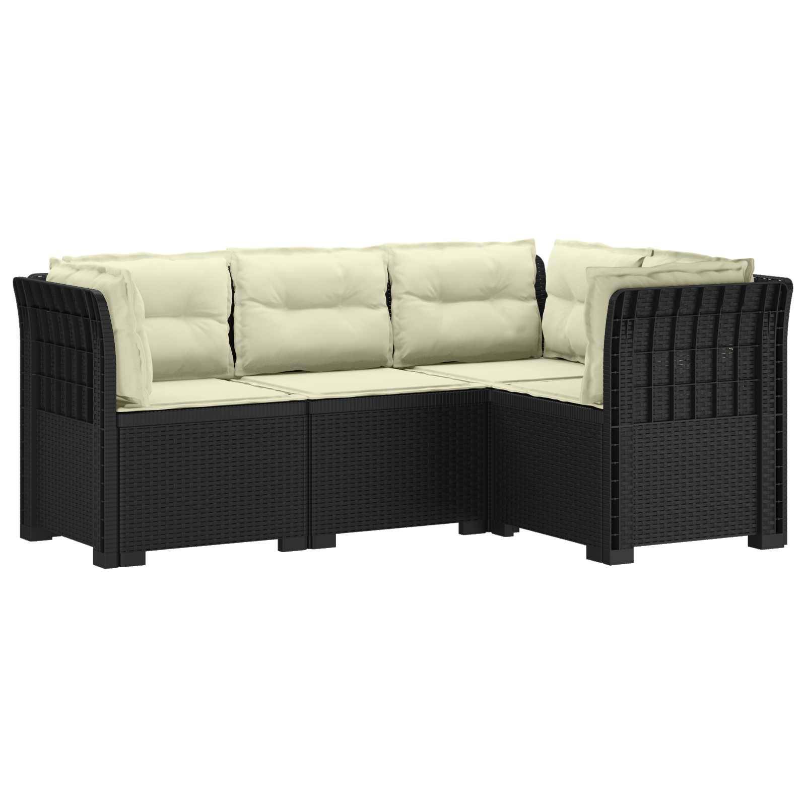 vidaXL 4-Sitzer Gartensofa mit Kissen Rattan-Look PP Anthrazit