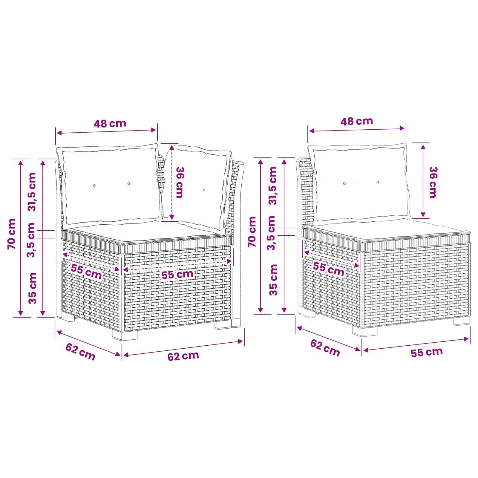 vidaXL 4-Sitzer Gartensofa mit Kissen Rattan-Look PP Anthrazit