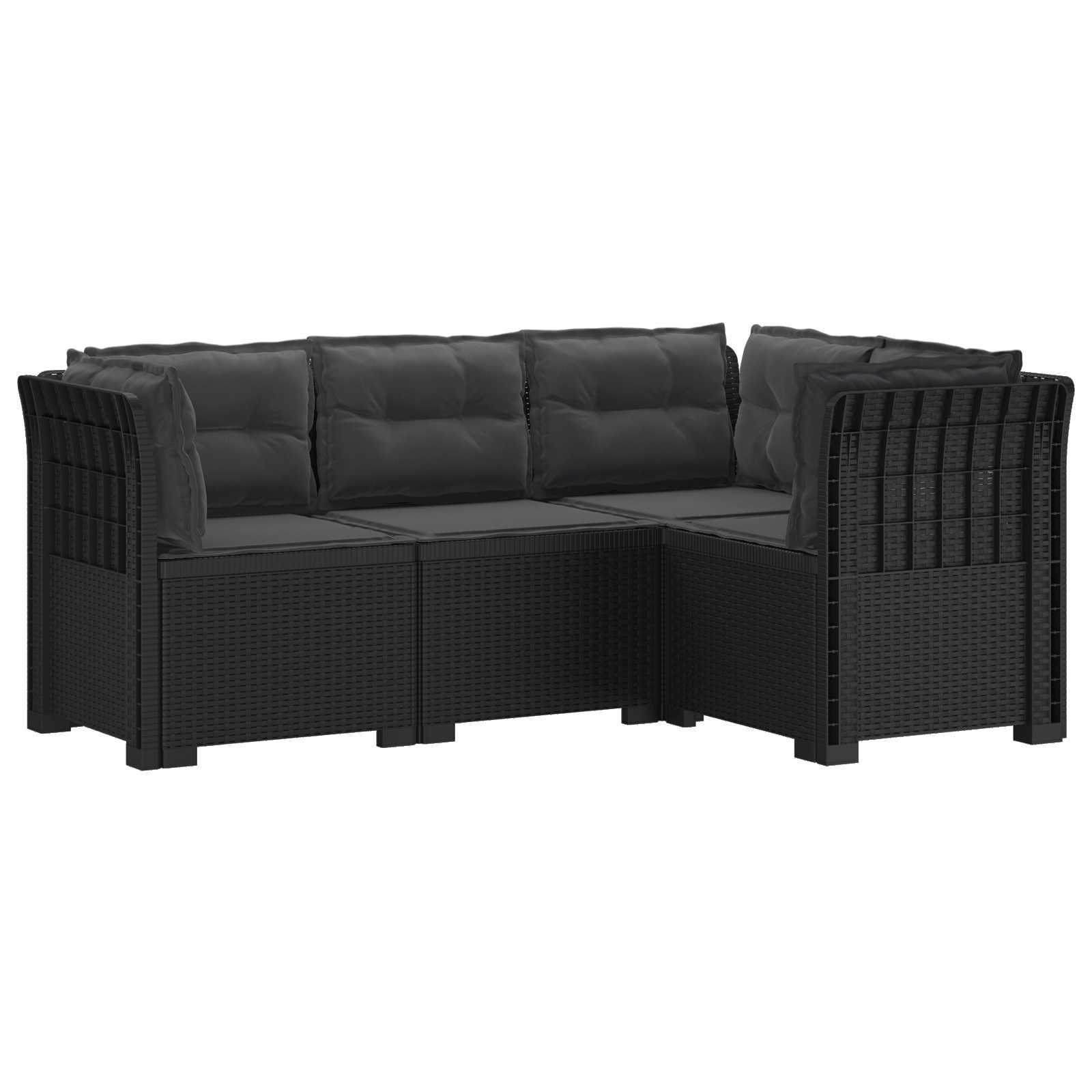vidaXL 4-Sitzer Gartensofa mit Kissen Rattan-Look PP Anthrazit