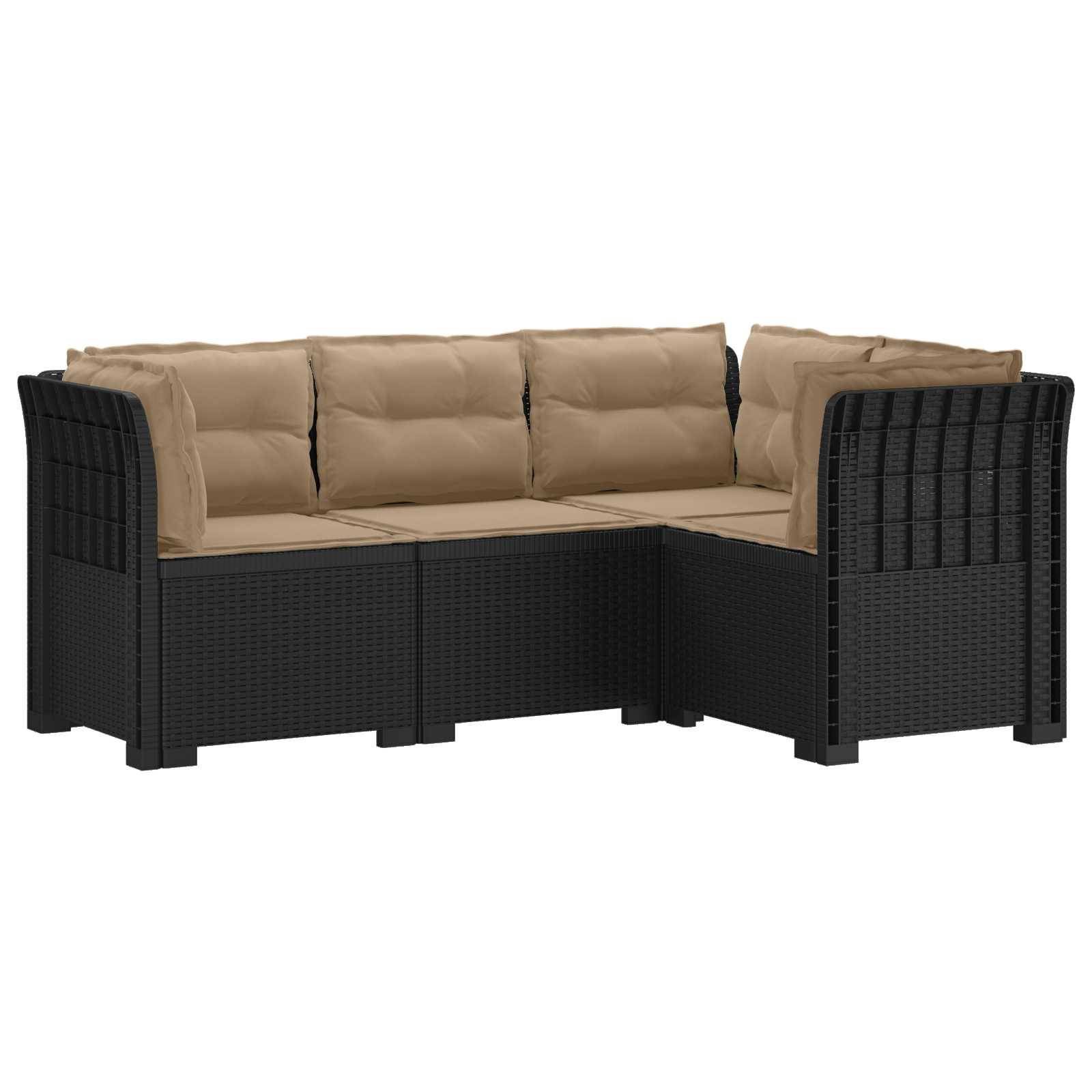 vidaXL 4-Sitzer Gartensofa mit Kissen Rattan-Look PP Anthrazit