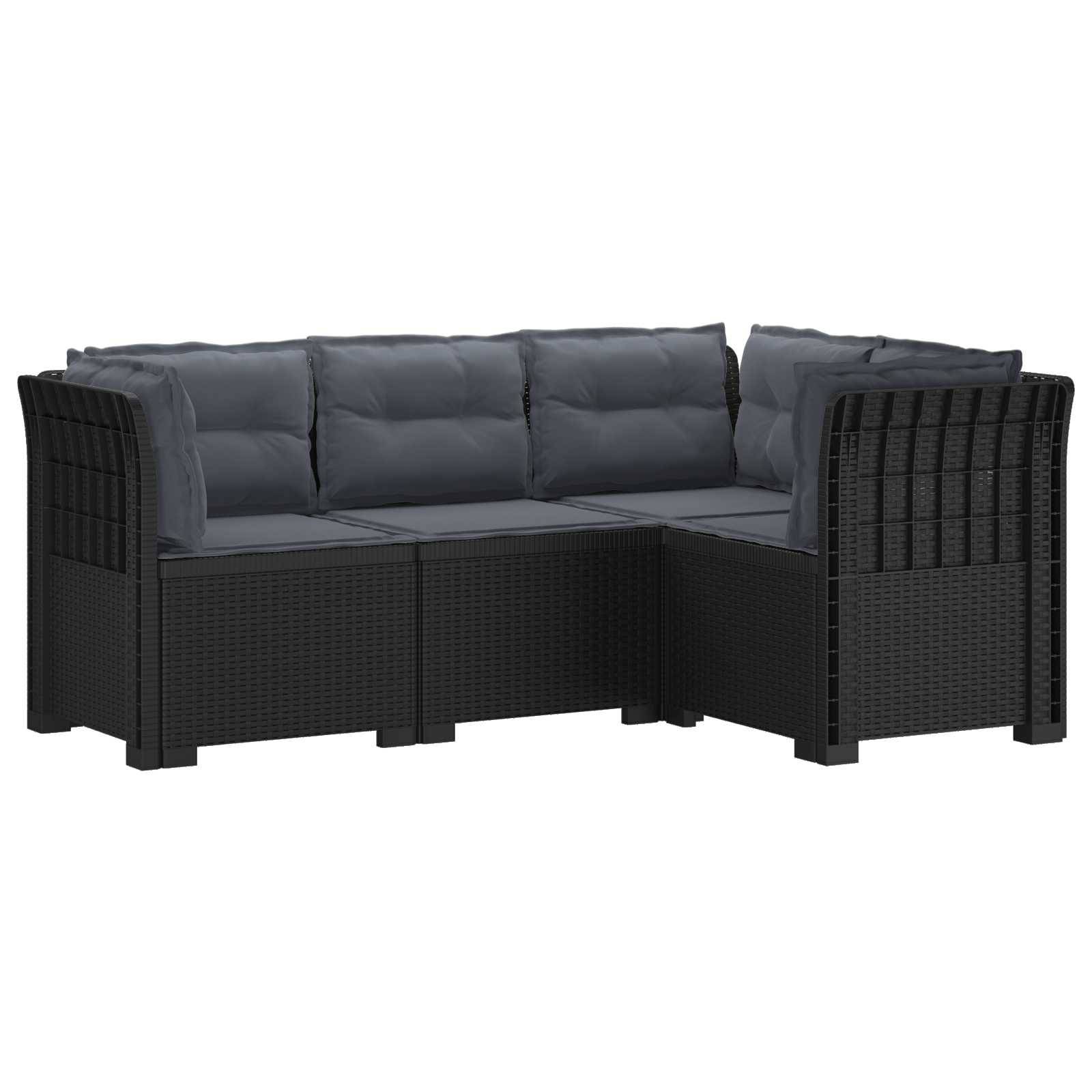 vidaXL 4-Sitzer Gartensofa mit Kissen Rattan-Look PP Anthrazit