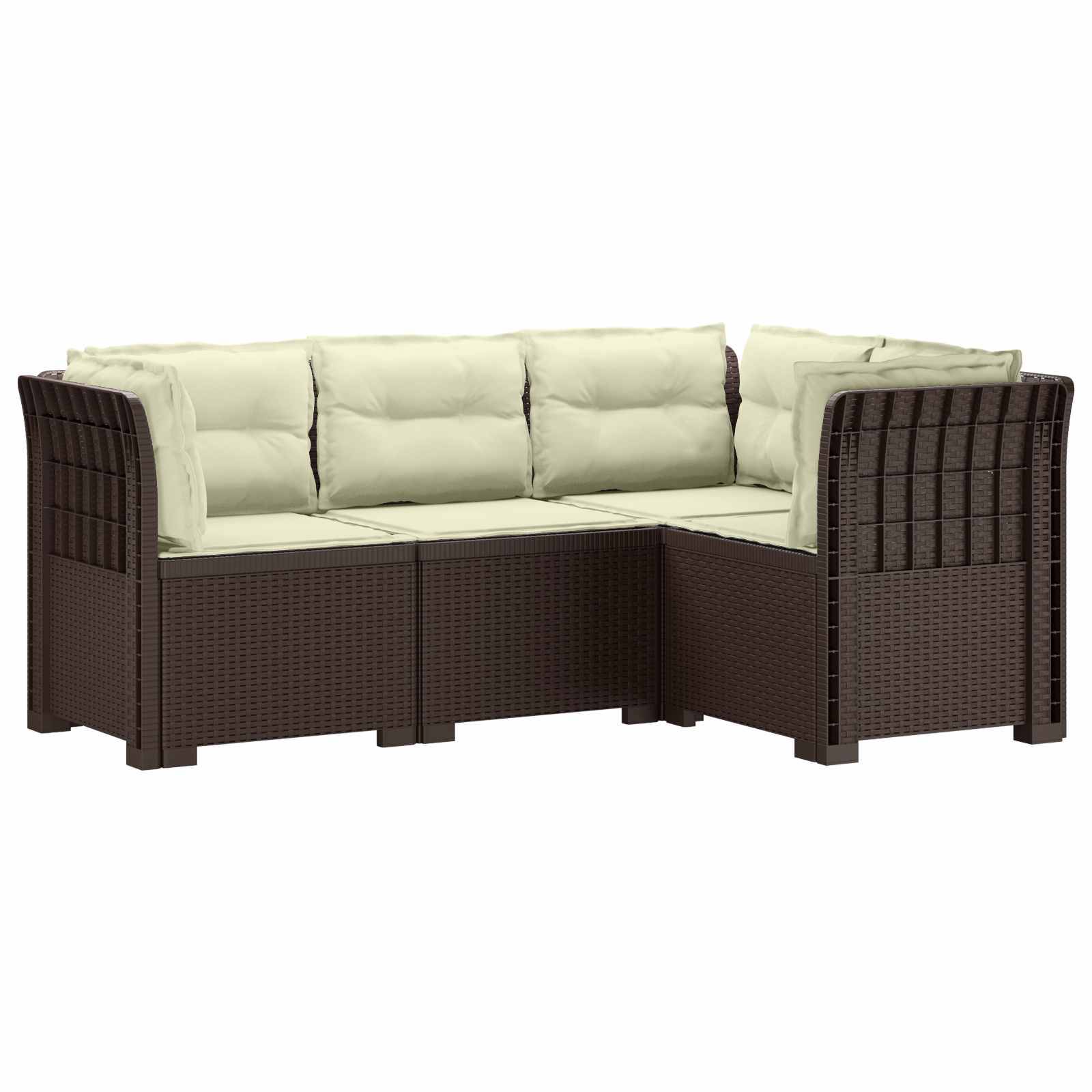 vidaXL 4-Sitzer Gartensofa mit Kissen Rattan-Look PP Braun