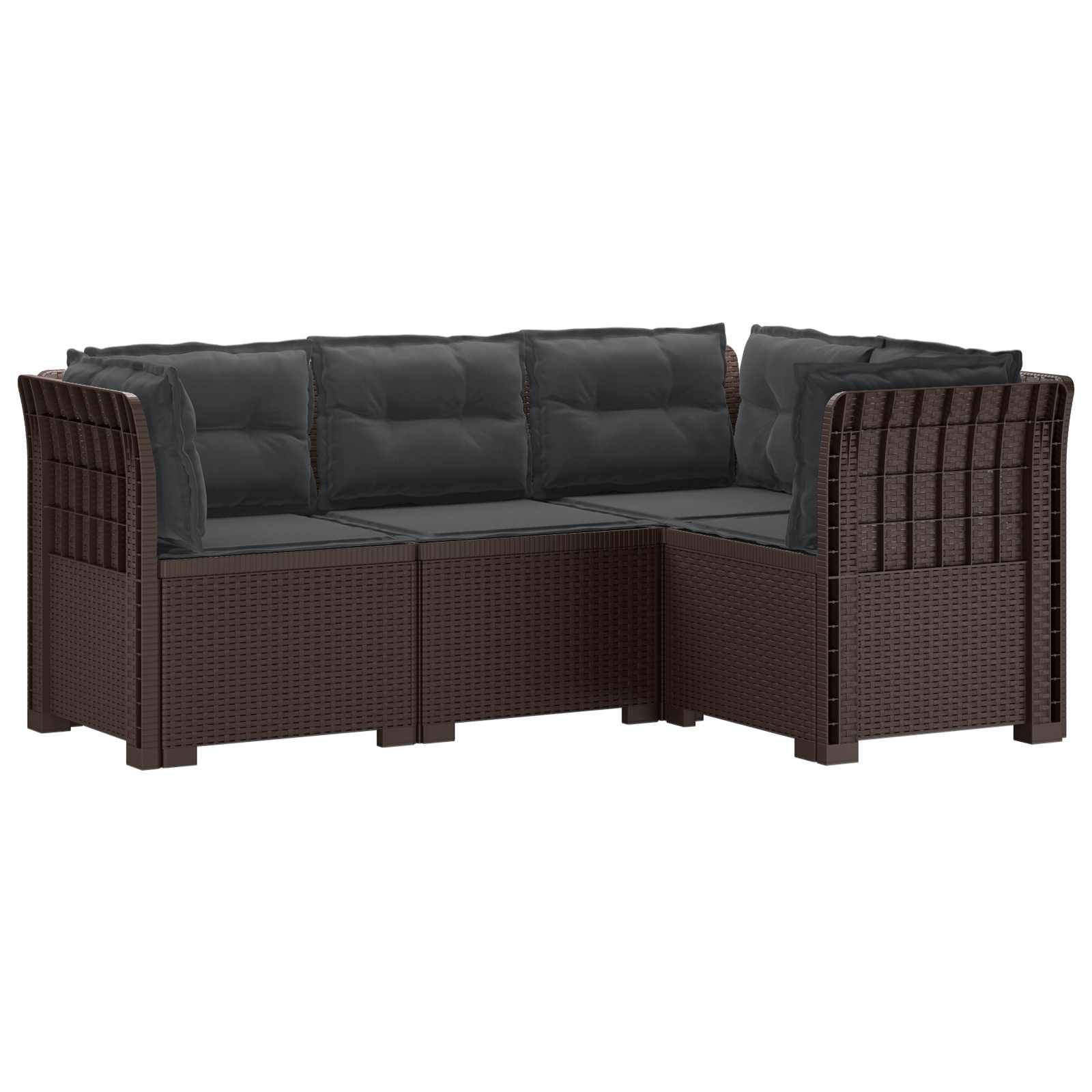 vidaXL 4-Sitzer Gartensofa mit Kissen Rattan-Look PP Braun
