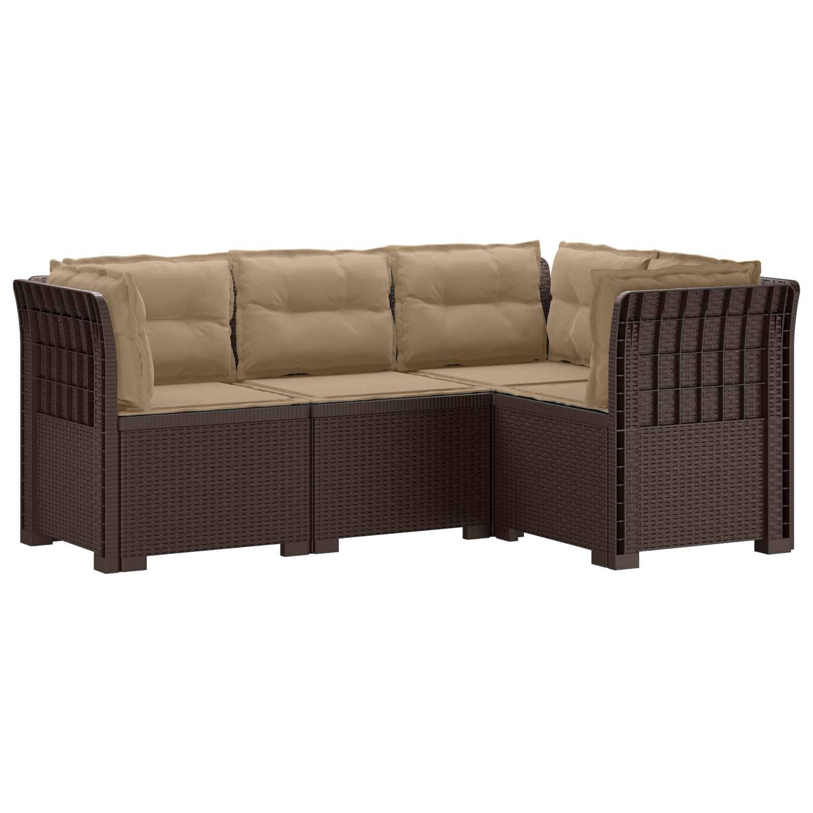 vidaXL 4-Sitzer Gartensofa mit Kissen Rattan-Look PP Braun