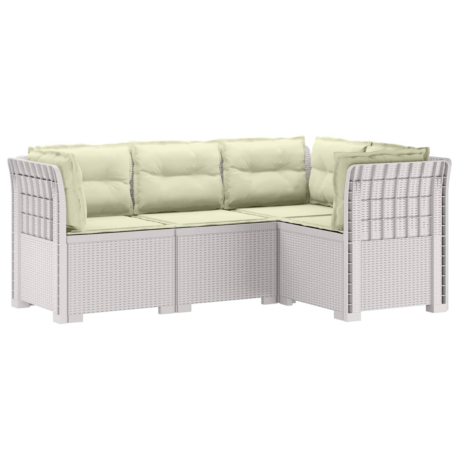 vidaXL 4-Sitzer Gartensofa mit Kissen Rattan-Look PP Weiß