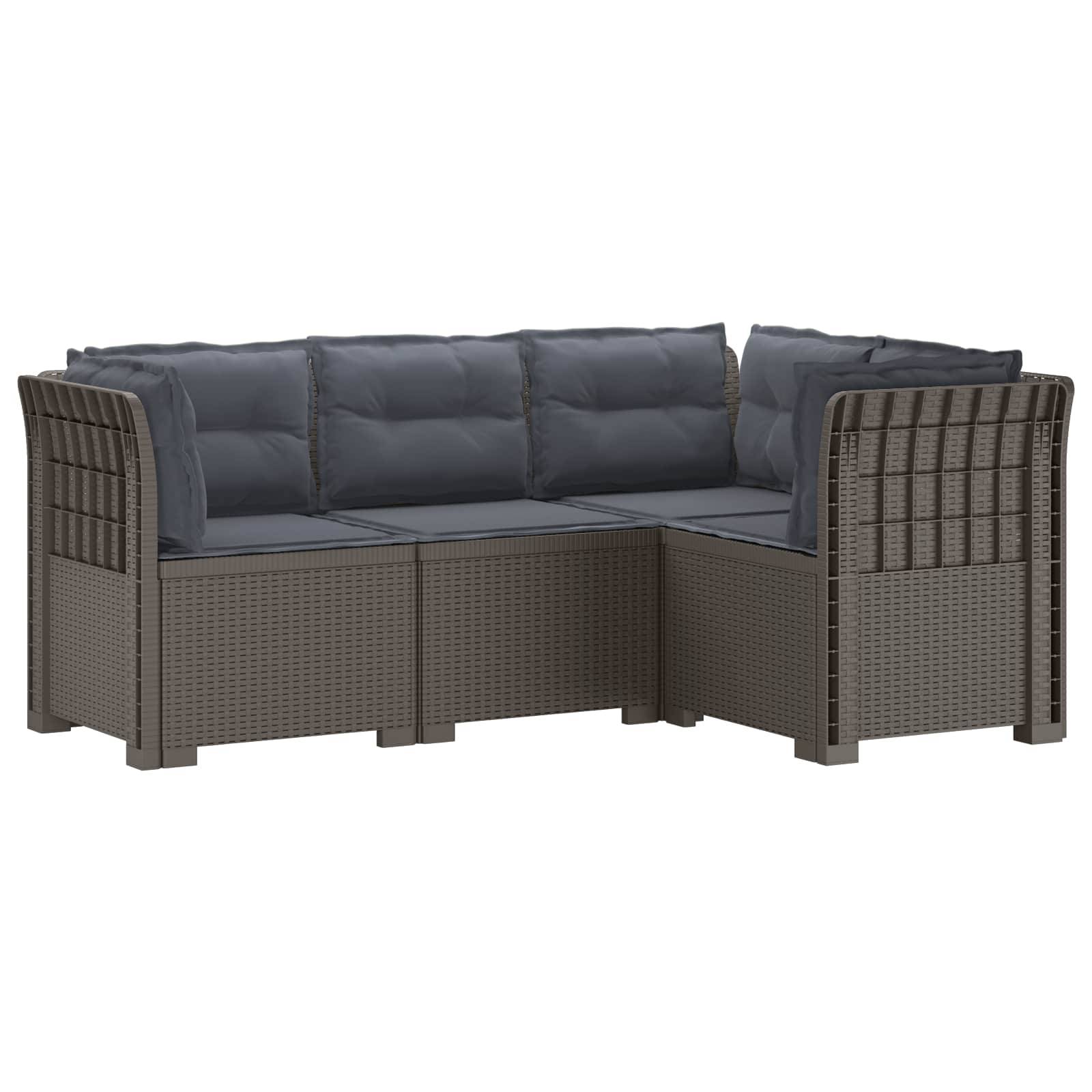 vidaXL 4-Sitzer Gartensofa mit Kissen Rattan-Look PP Hellgrau