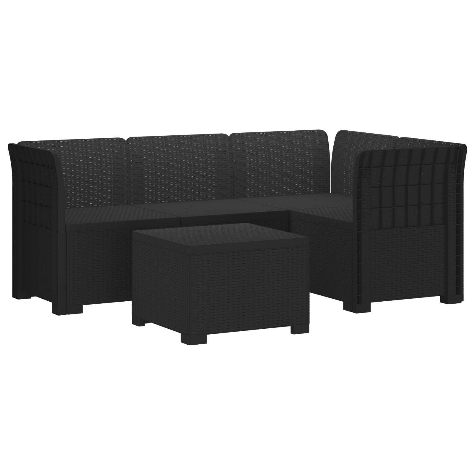 vidaXL 4-Sitzer Garten Sofa Rattan Look PP Anthrazit
