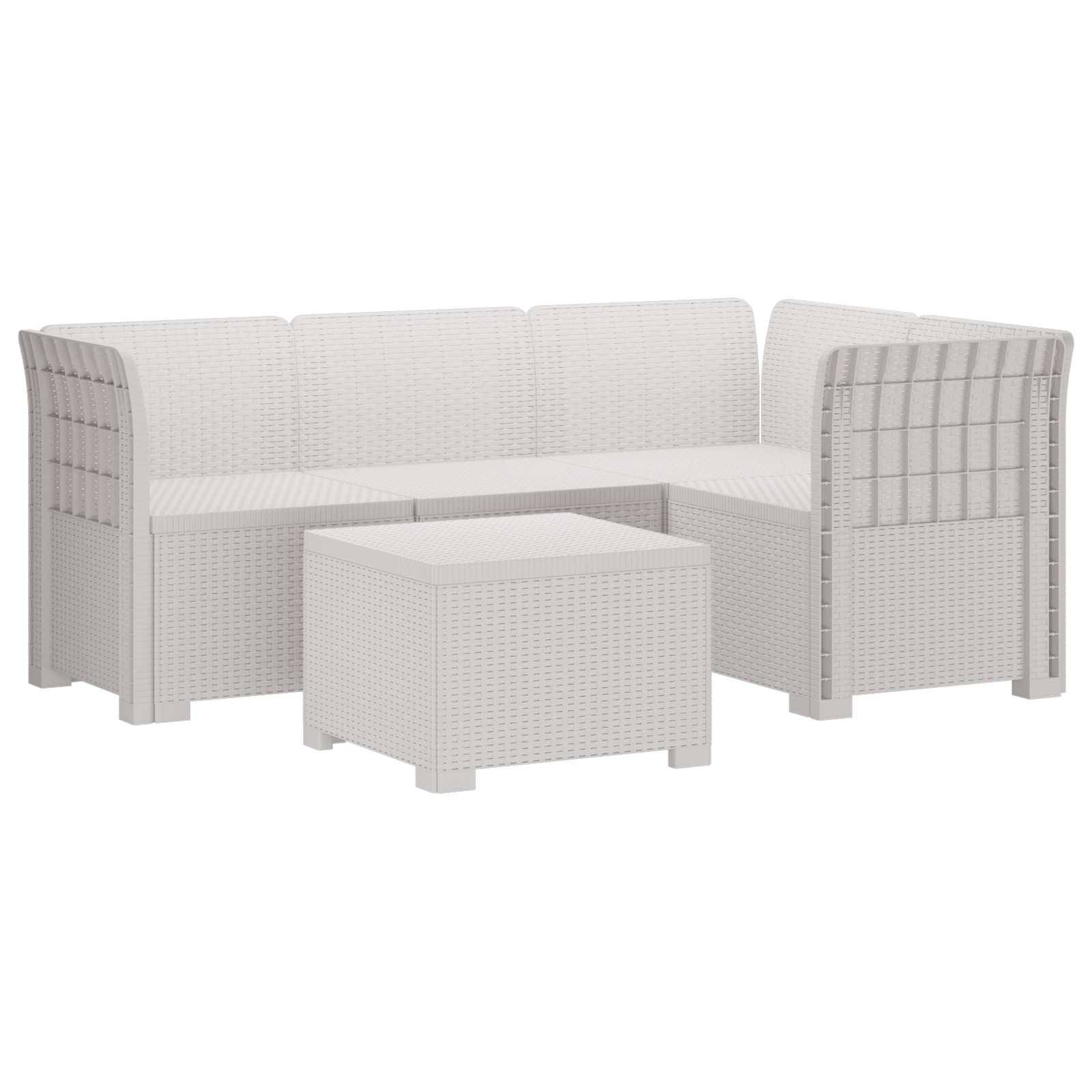 vidaXL 4-Sitzer Garten Sofa Rattan Look PP Weiß