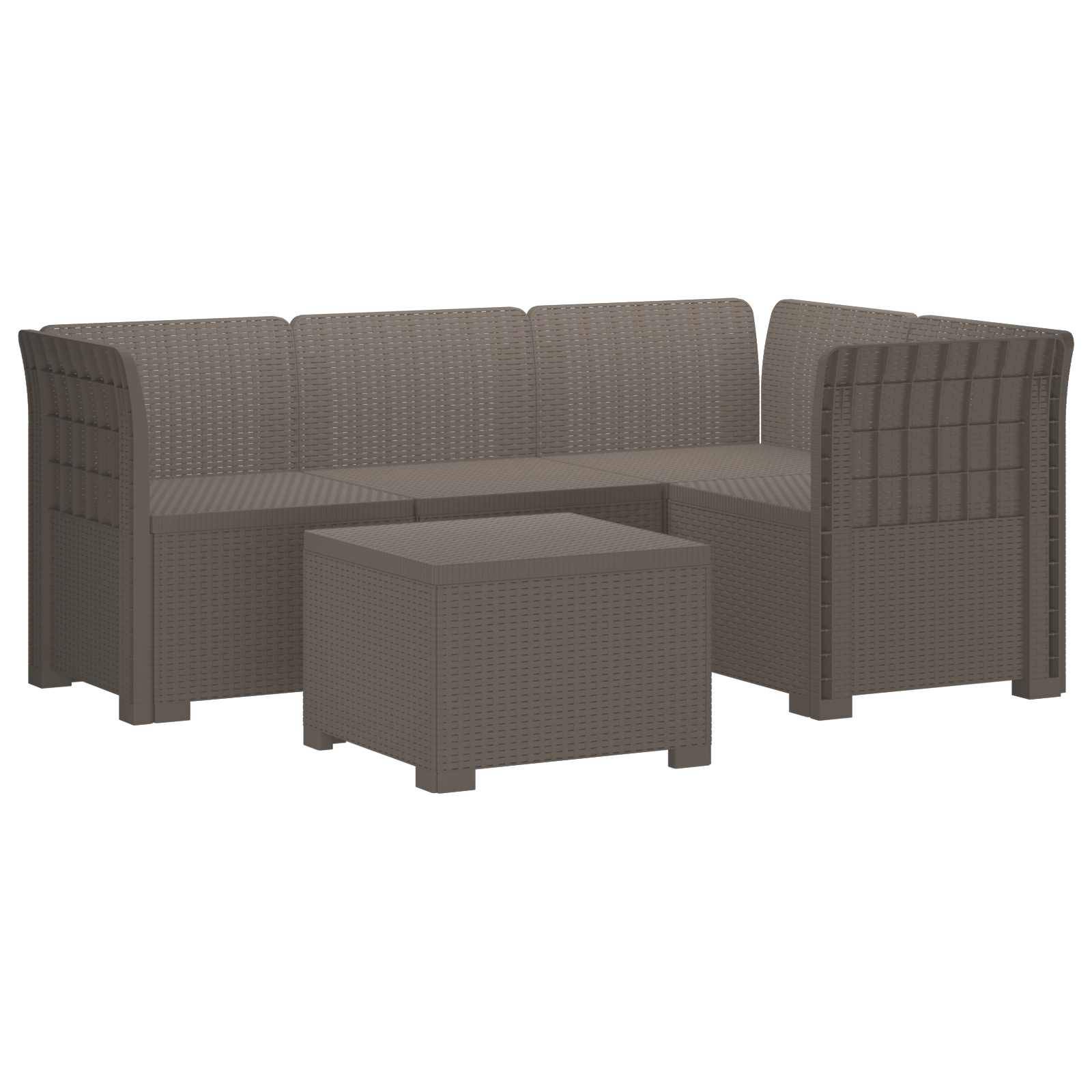 vidaXL 4-Sitzer Garten Sofa Rattan Look PP Hellgrau