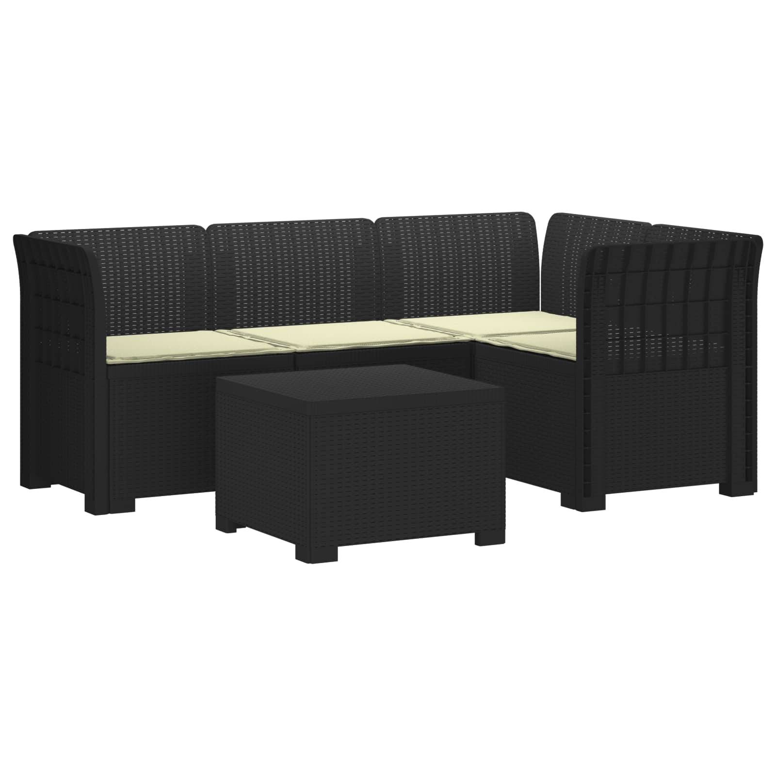 vidaXL 4-Sitzer Garten Sofa mit Kissen Rattan Look PP Anthrazit