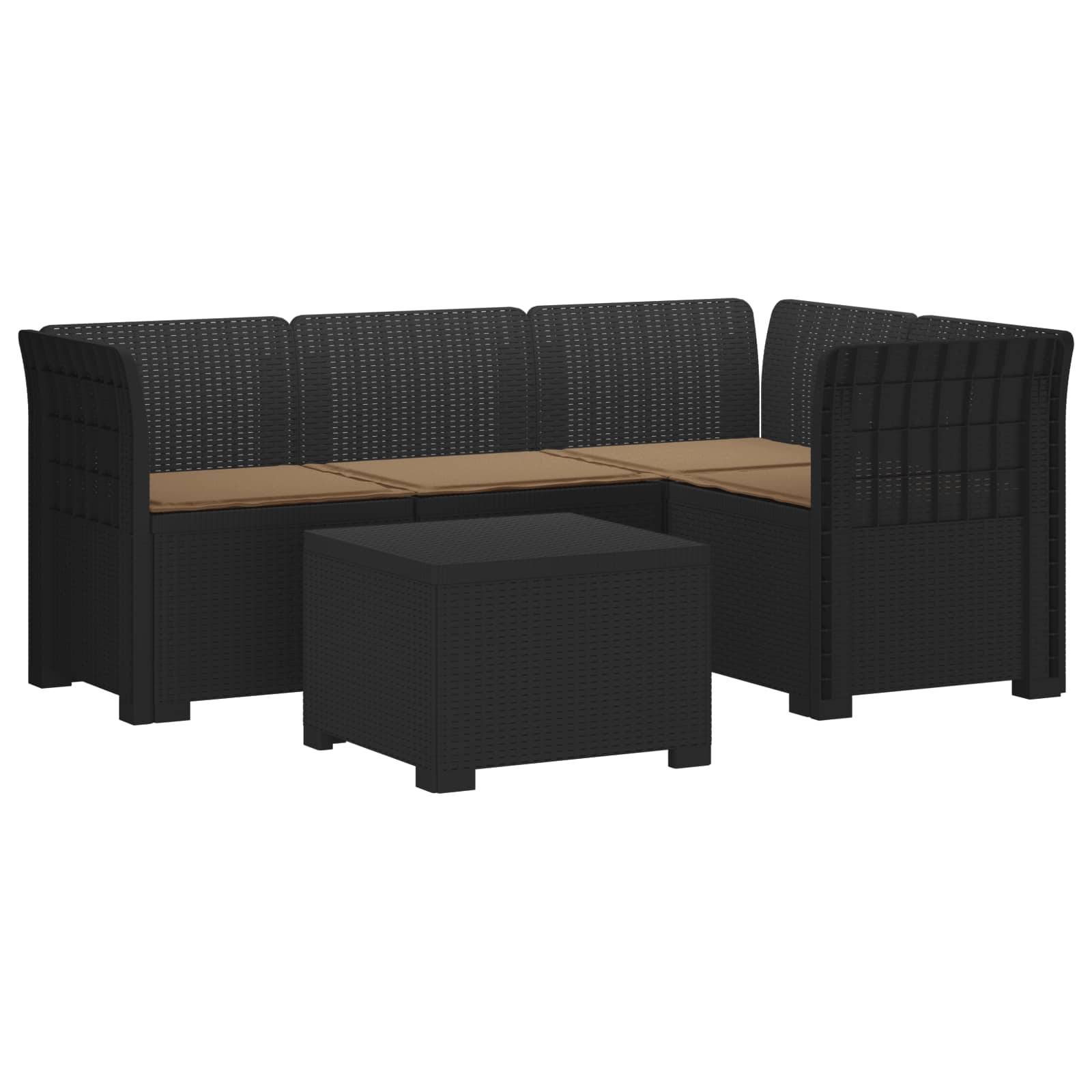 vidaXL 4-Sitzer Garten Sofa mit Kissen Rattan Look PP Anthrazit