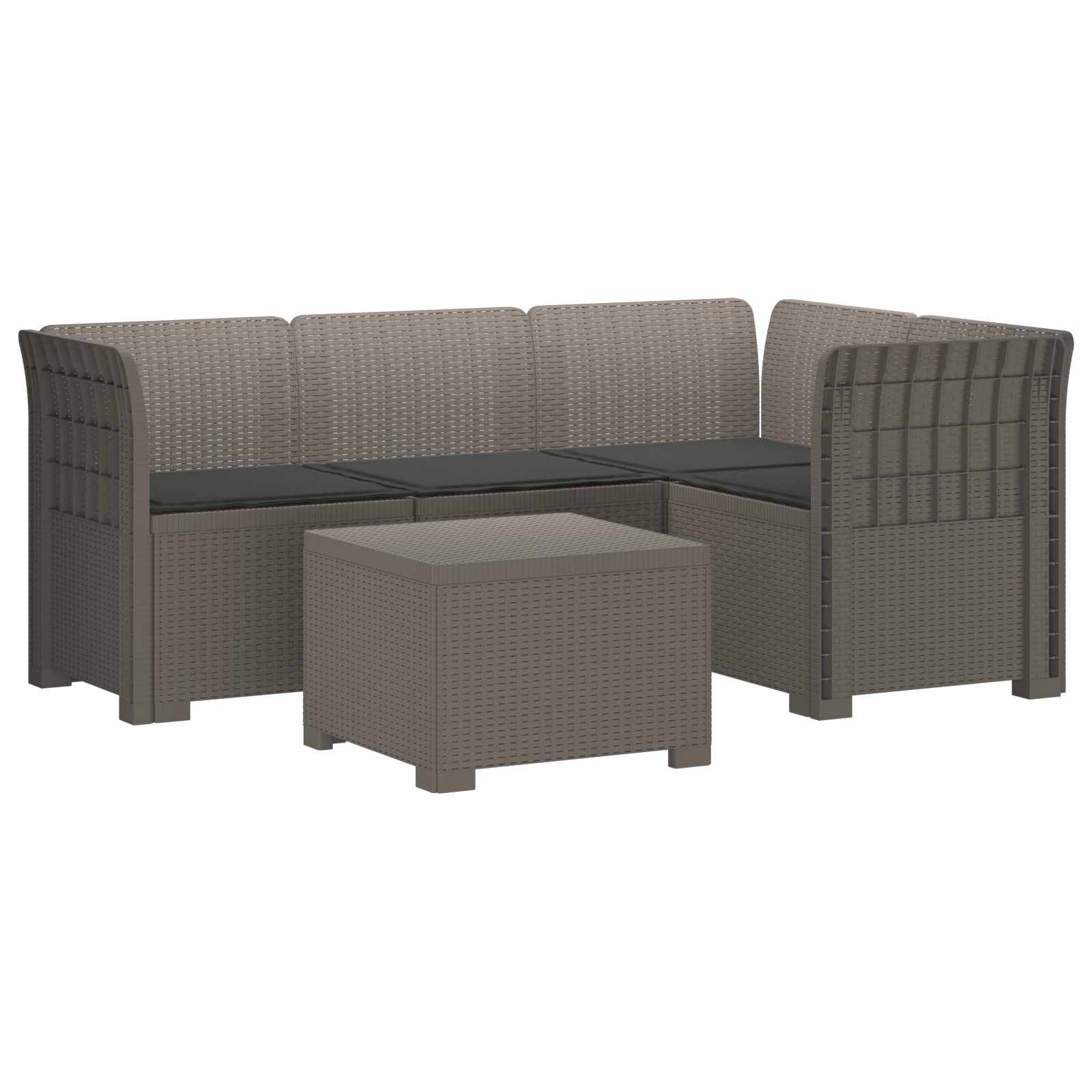 vidaXL 4-Sitzer Garten Sofa mit Kissen Rattan Look PP Hellgrau