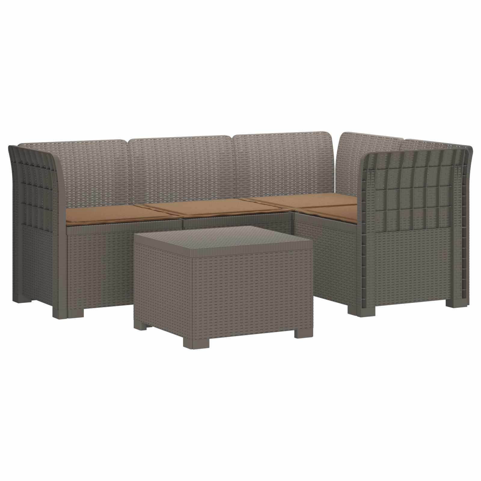 vidaXL 4-Sitzer Garten Sofa mit Kissen Rattan Look PP Hellgrau