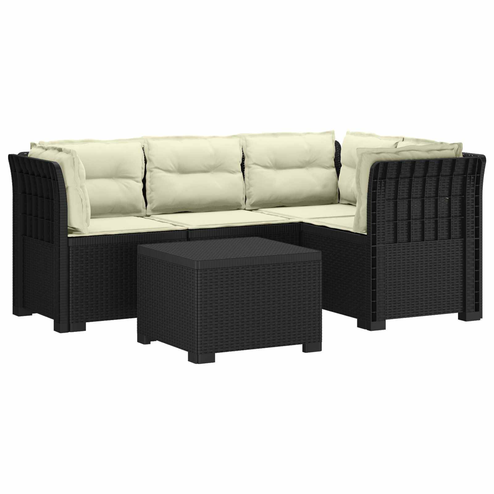 vidaXL 4-Sitzer Garten Sofa mit Kissen Rattan Look PP Anthrazit
