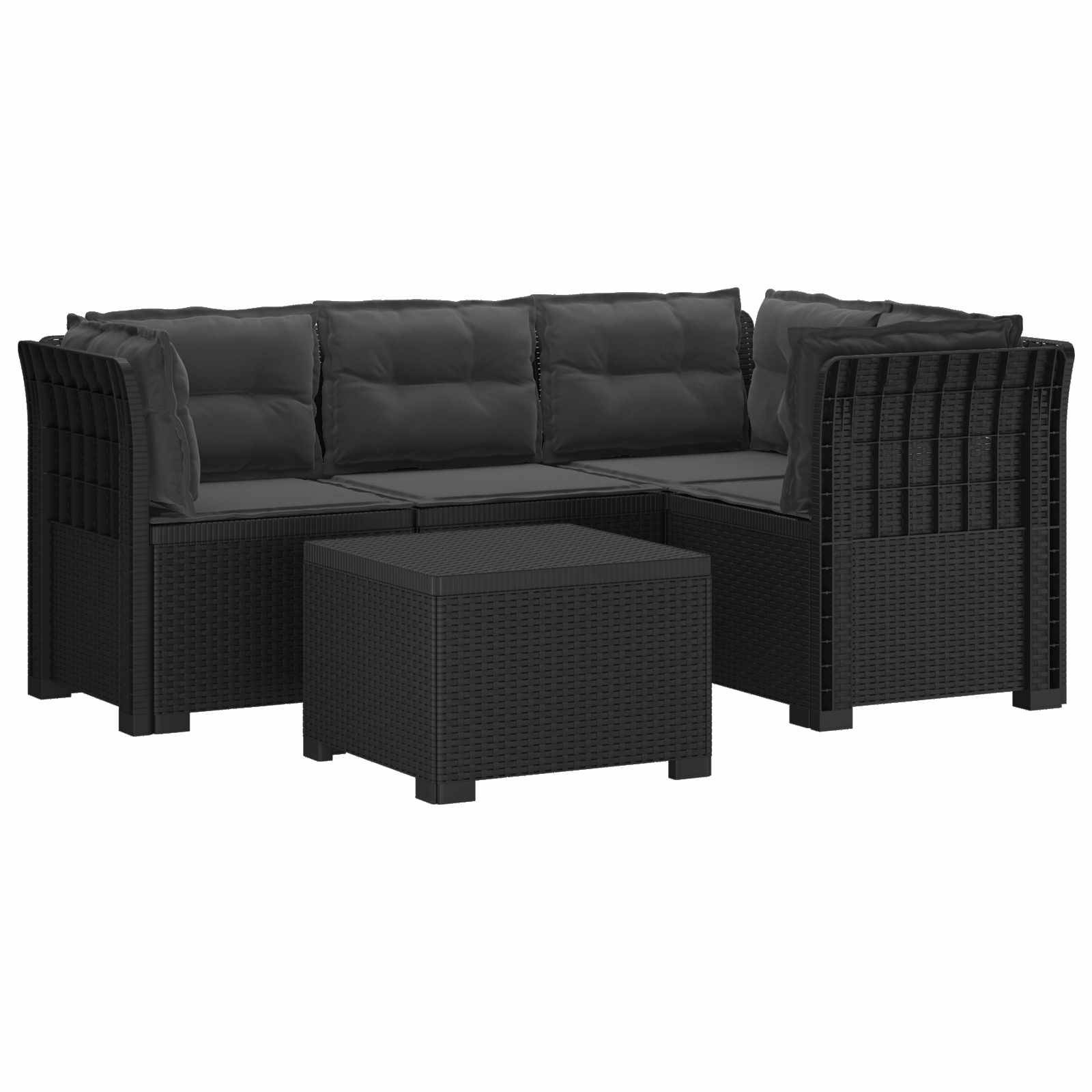 vidaXL 4-Sitzer Garten Sofa mit Kissen Rattan Look PP Anthrazit