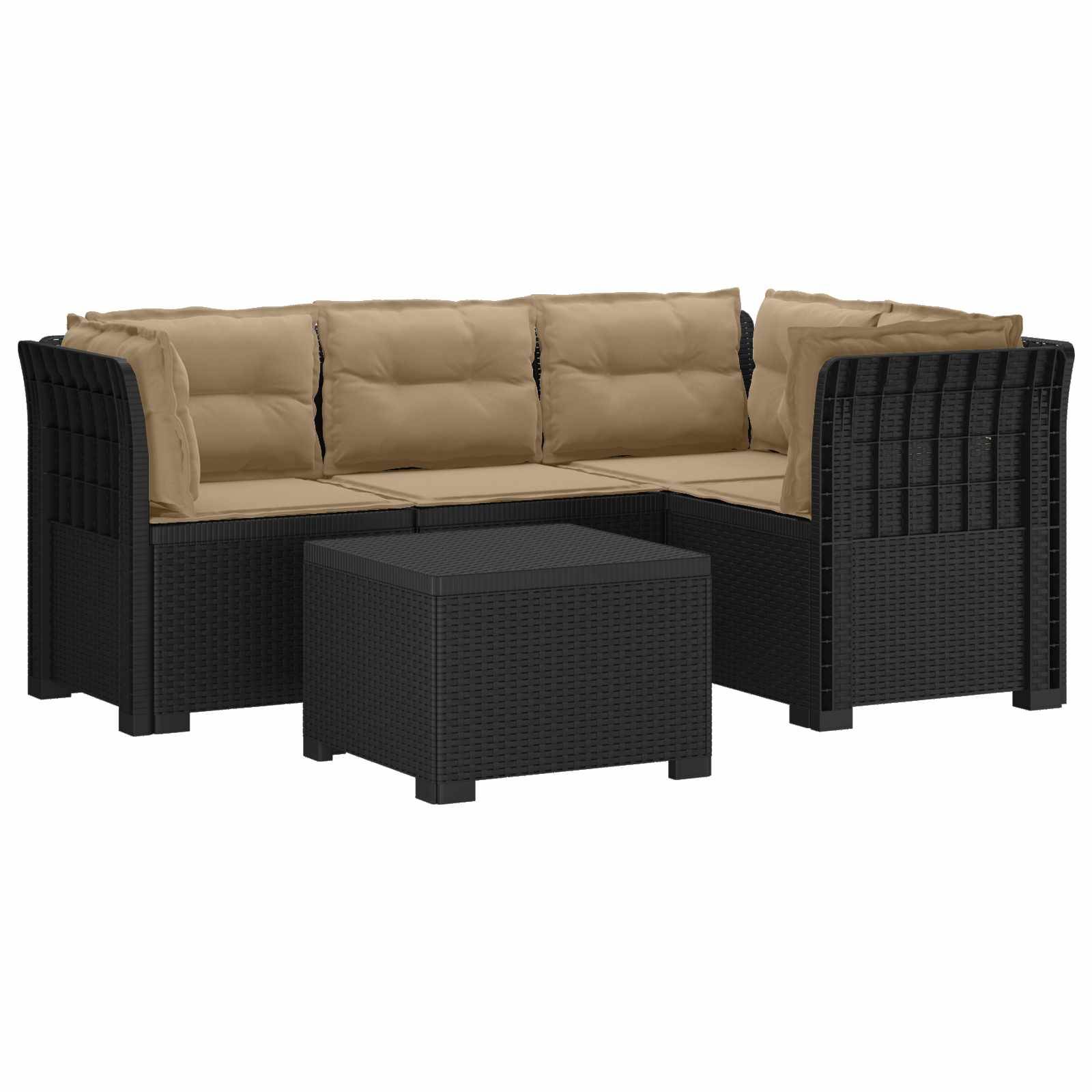 vidaXL 4-Sitzer Garten Sofa mit Kissen Rattan Look PP Anthrazit