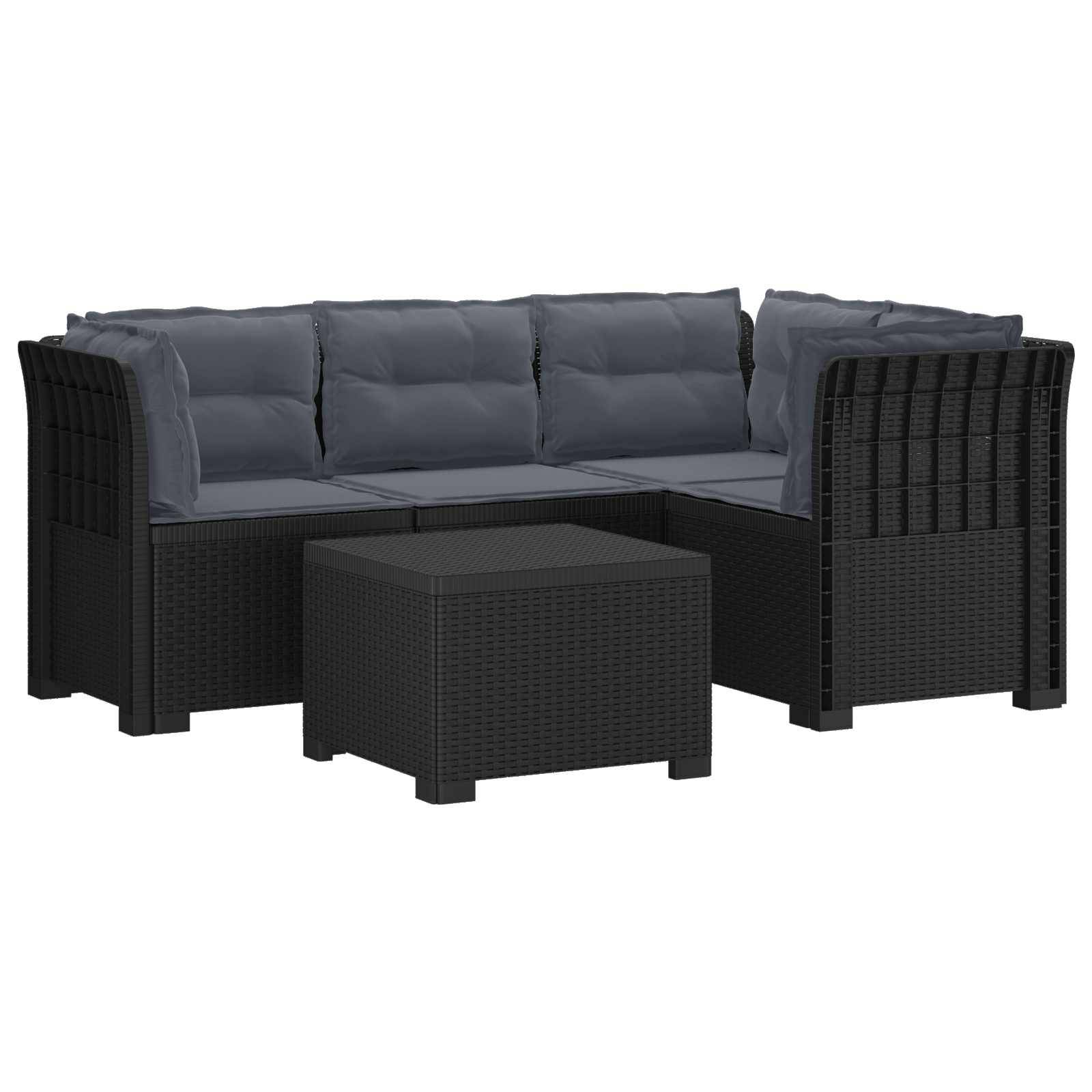 vidaXL 4-Sitzer Garten Sofa mit Kissen Rattan Look PP Anthrazit