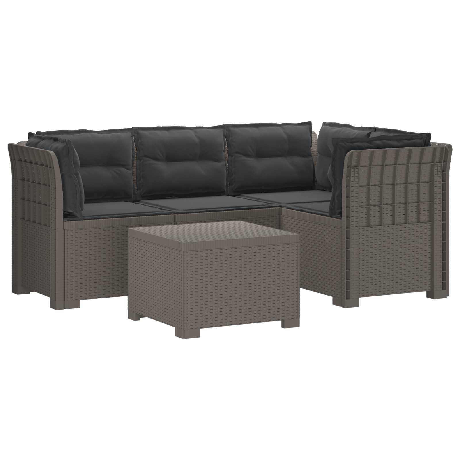 vidaXL 4-Sitzer Garten Sofa mit Kissen Rattan Look PP Hellgrau