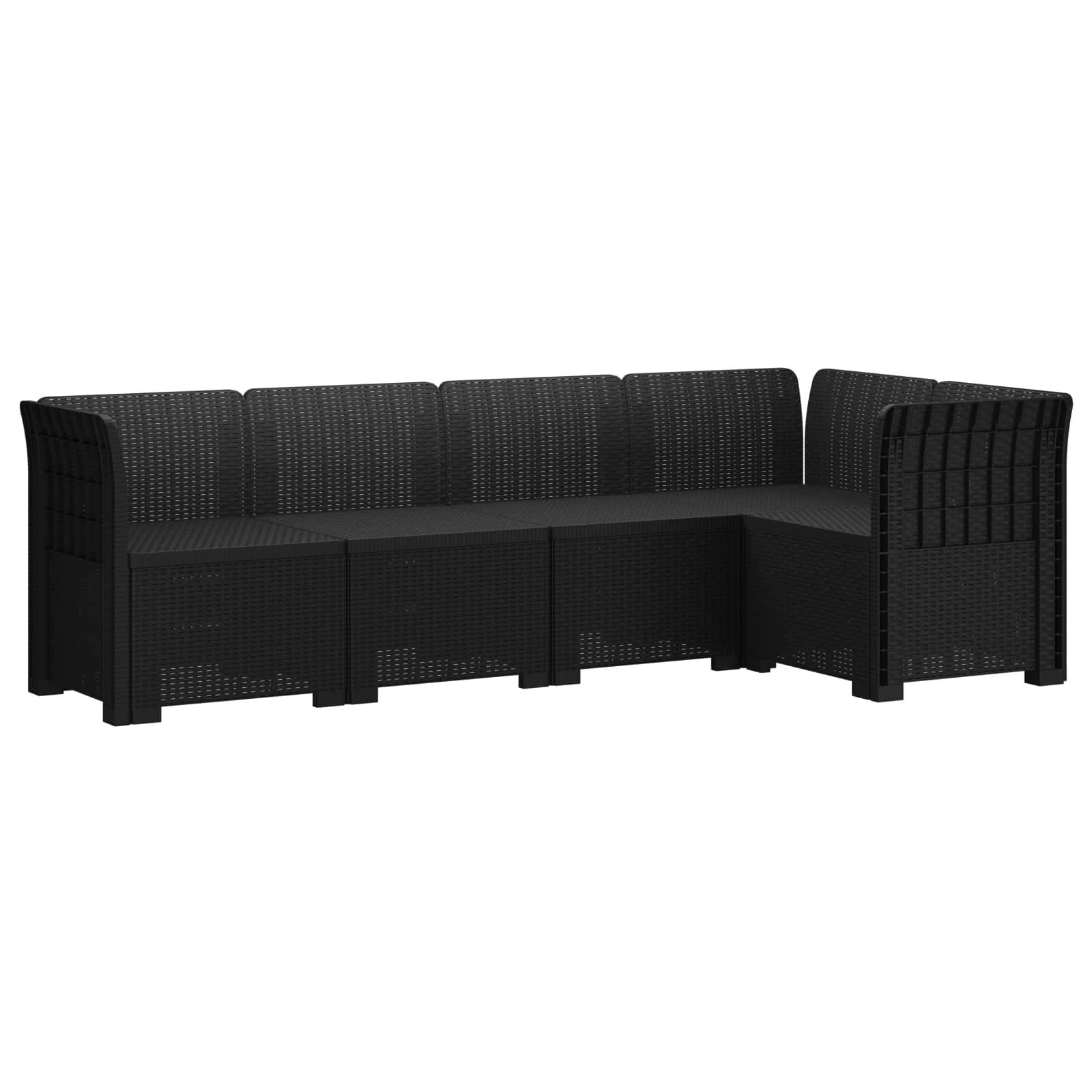 vidaXL 5-Sitzer Gartensofa Rattan-Look PP Anthrazit