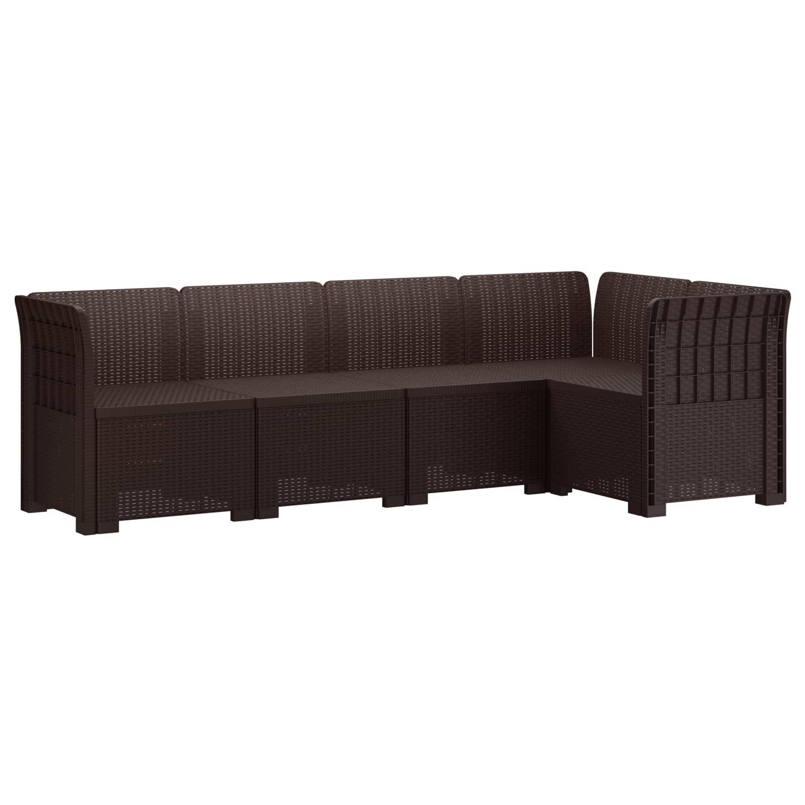 vidaXL 5-Sitzer Gartensofa Rattan-Look PP Braun