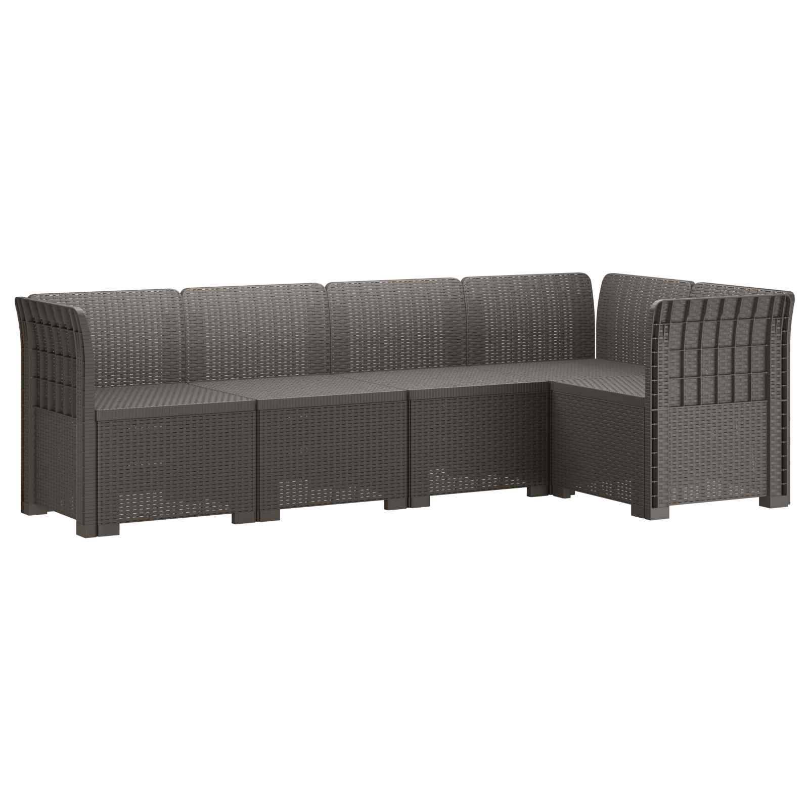 vidaXL 5-Sitzer Gartensofa Rattan-Look PP Hellgrau