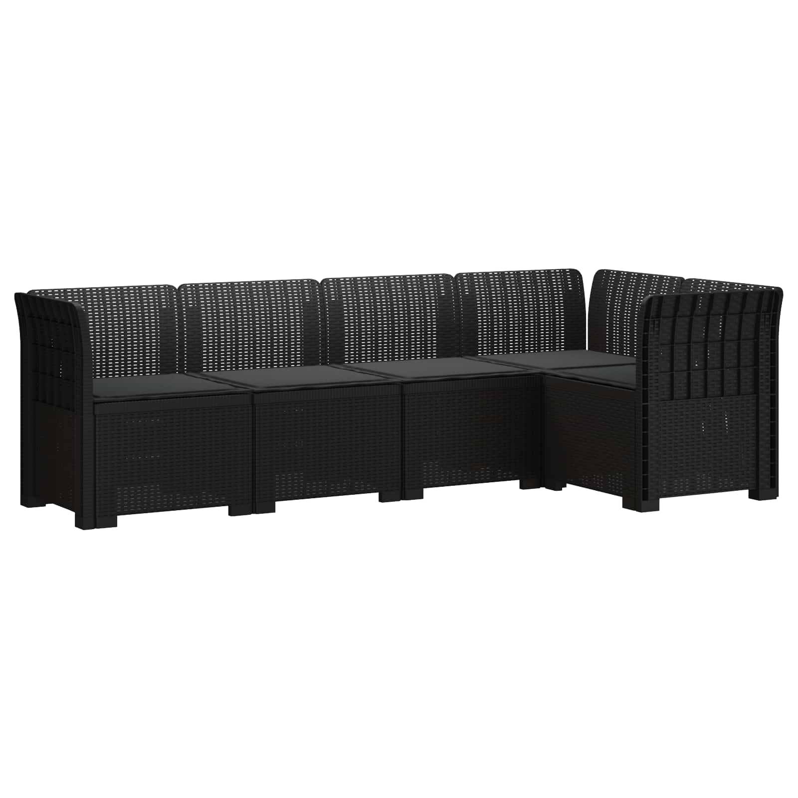 vidaXL 5-Sitzer Gartensofa mit Kissen Rattan-Look PP Anthrazit