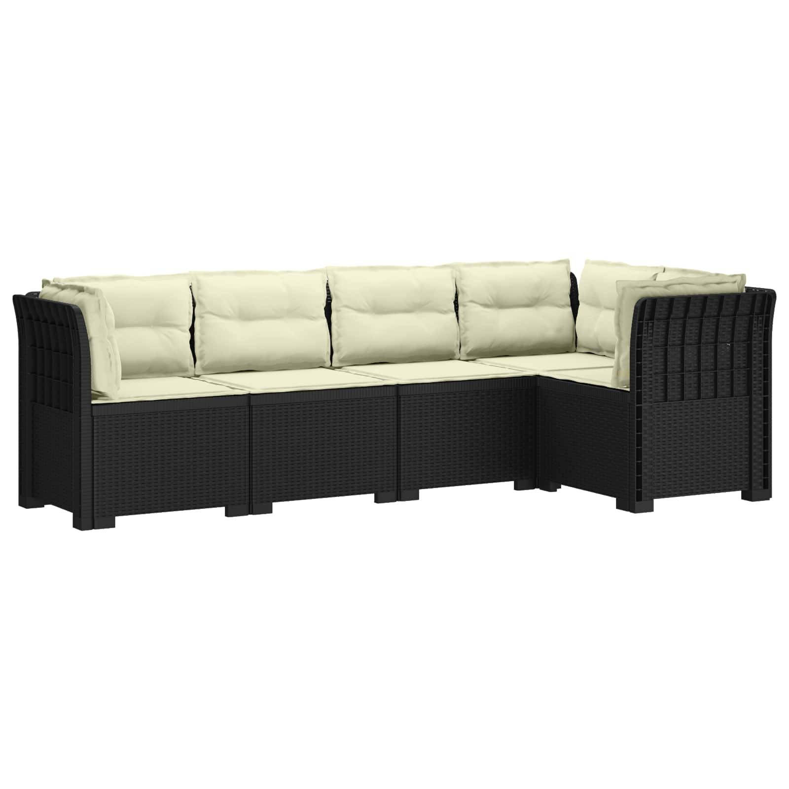 vidaXL 5-Sitzer Gartensofa mit Kissen Rattan-Look PP Anthrazit