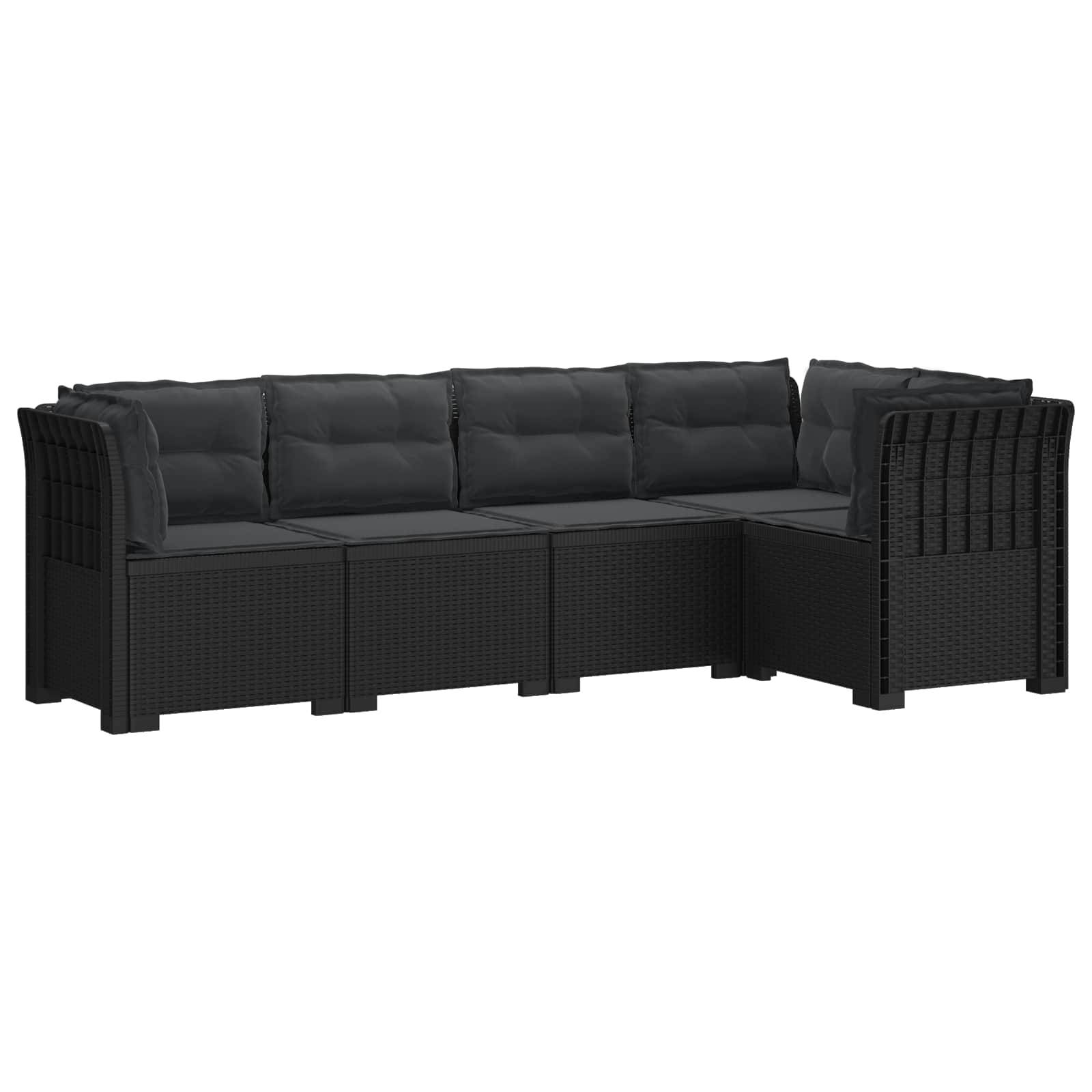 vidaXL 5-Sitzer Gartensofa mit Kissen Rattan-Look PP Anthrazit