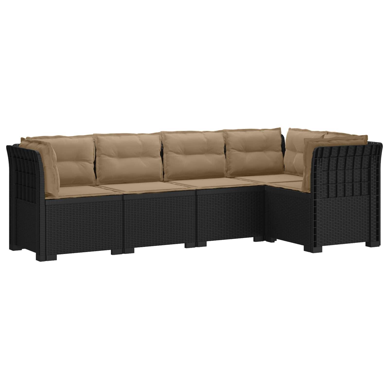 vidaXL 5-Sitzer Gartensofa mit Kissen Rattan-Look PP Anthrazit