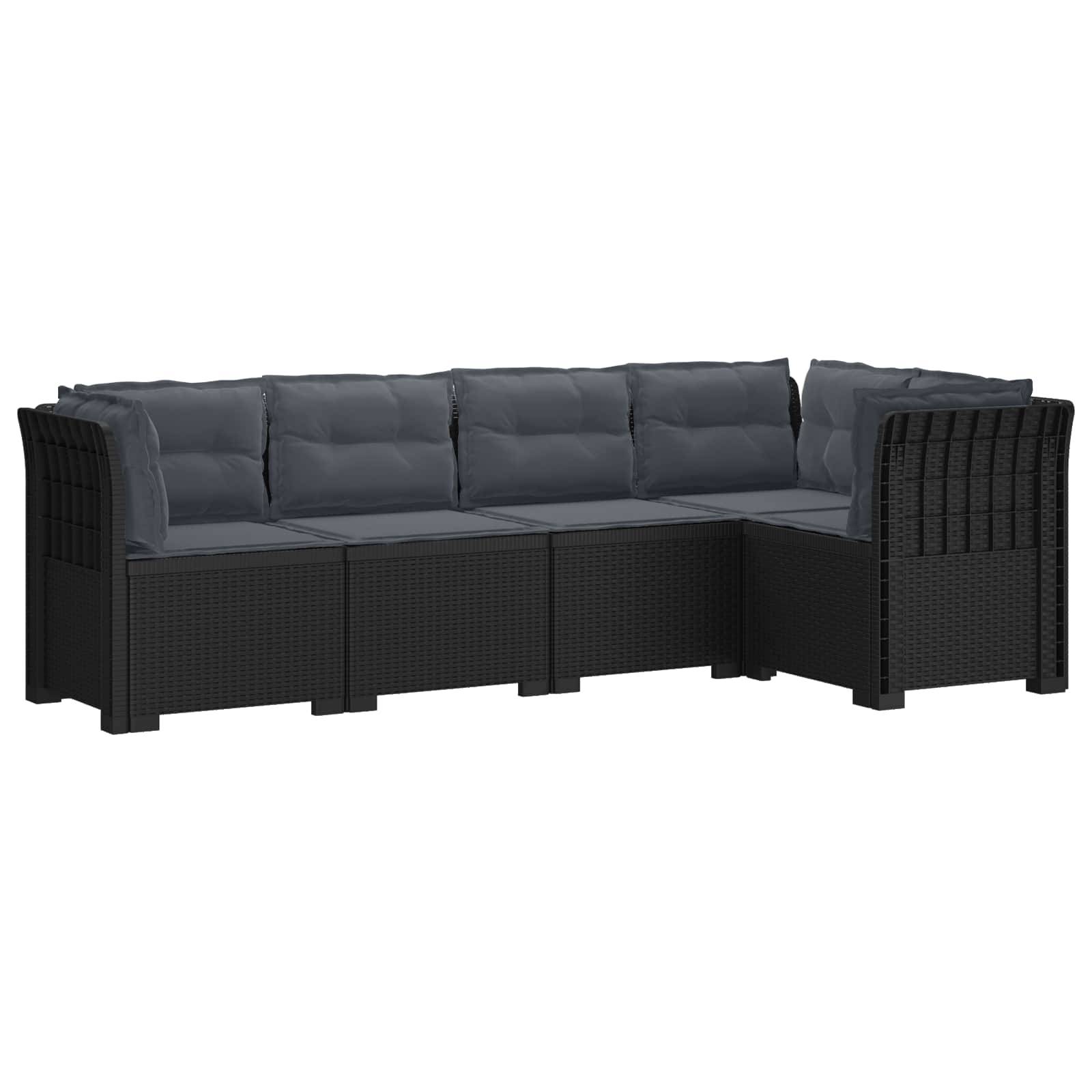 vidaXL 5-Sitzer Gartensofa mit Kissen Rattan-Look PP Anthrazit