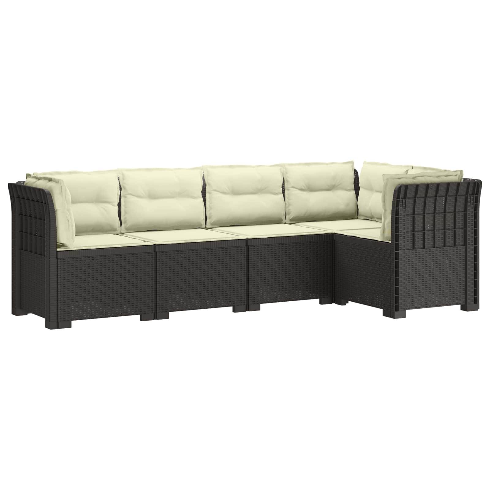 vidaXL 5-Sitzer Gartensofa mit Kissen Rattan-Look PP Hellgrau