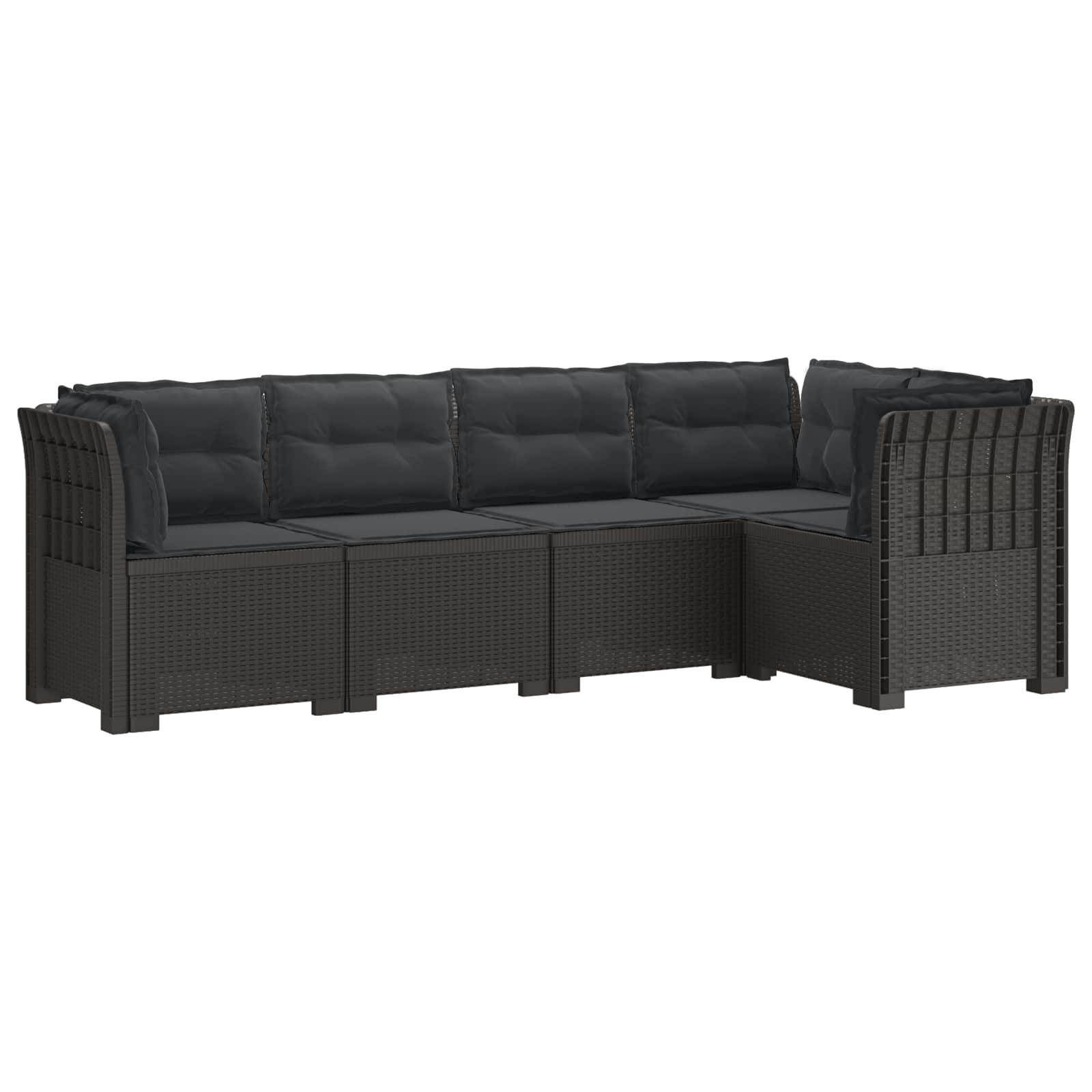 vidaXL 5-Sitzer Gartensofa mit Kissen Rattan-Look PP Hellgrau