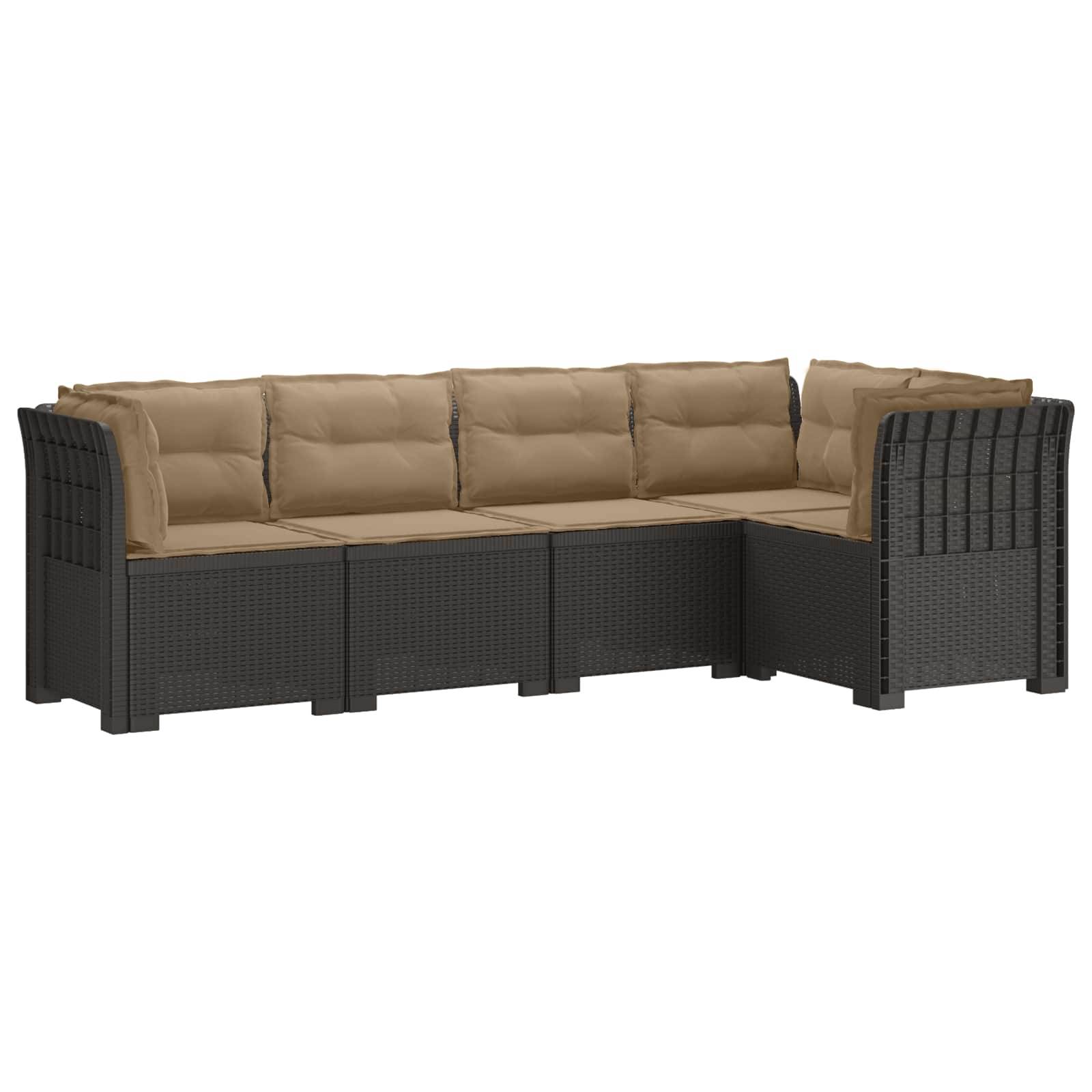 vidaXL 5-Sitzer Gartensofa mit Kissen Rattan-Look PP Hellgrau