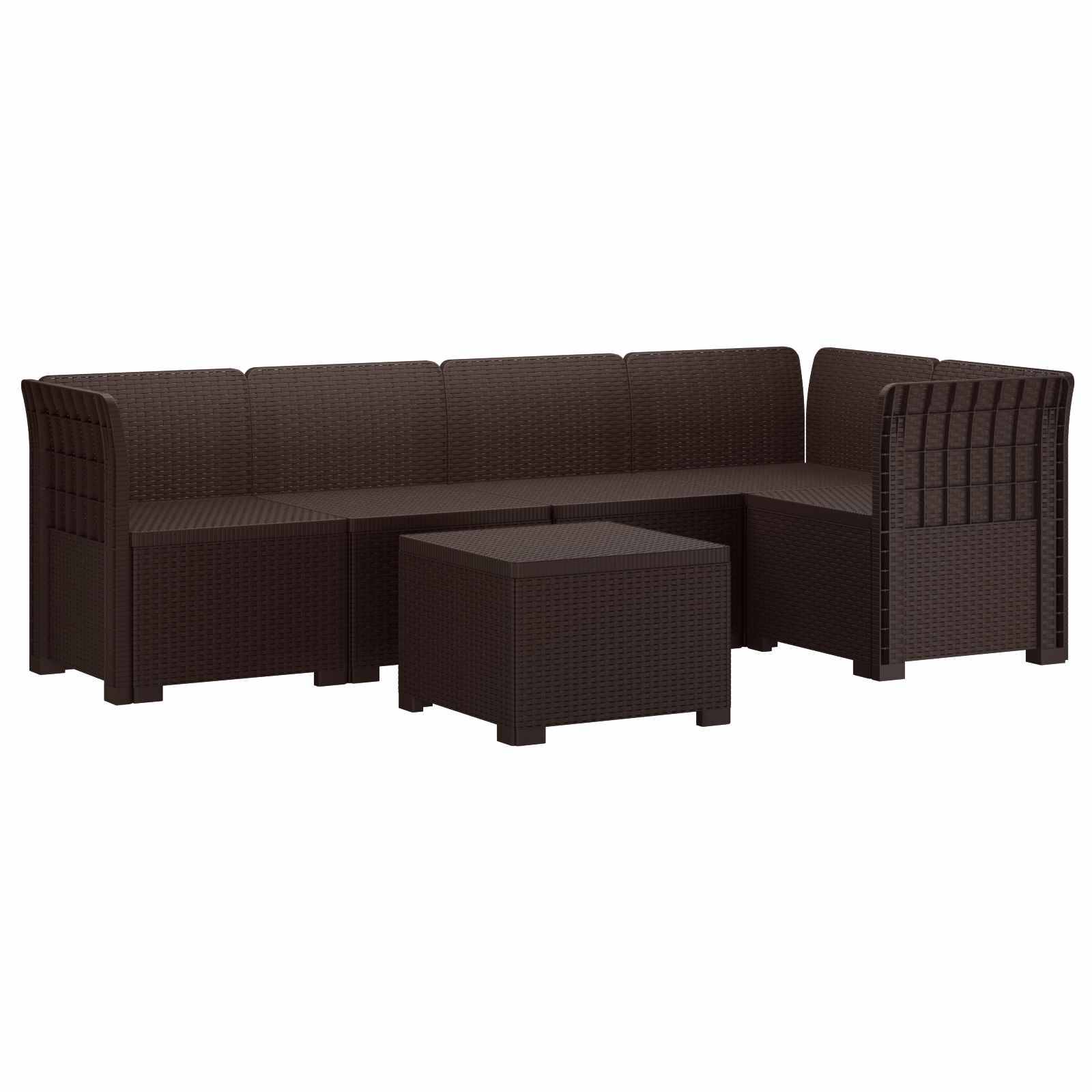 vidaXL 5-Sitzer Gartensofa Rattan-Look PP Braun