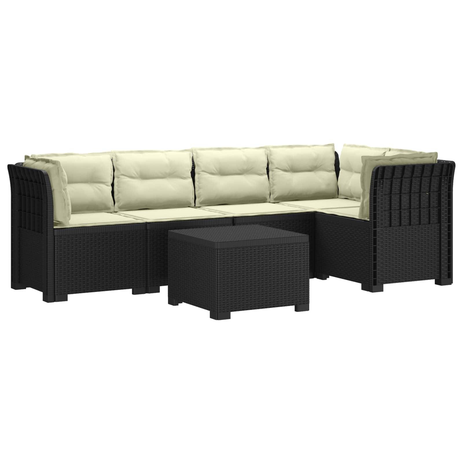 vidaXL 5-Sitzer Gartensofa mit Kissen Rattan-Look PP Anthrazit
