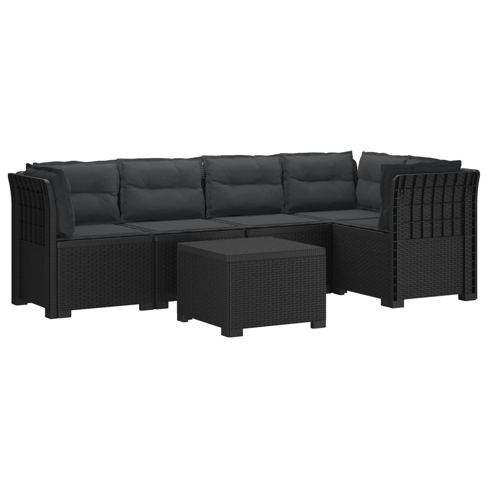 vidaXL 5-Sitzer Gartensofa mit Kissen Rattan-Look PP Anthrazit