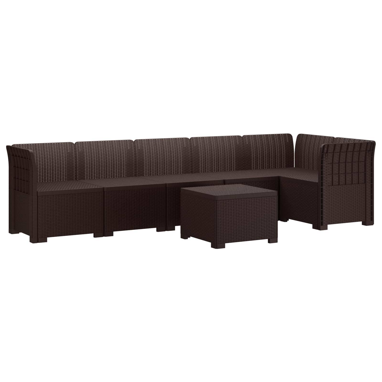 vidaXL 6-Sitzer Garten Sofa Rattan Look PP Braun