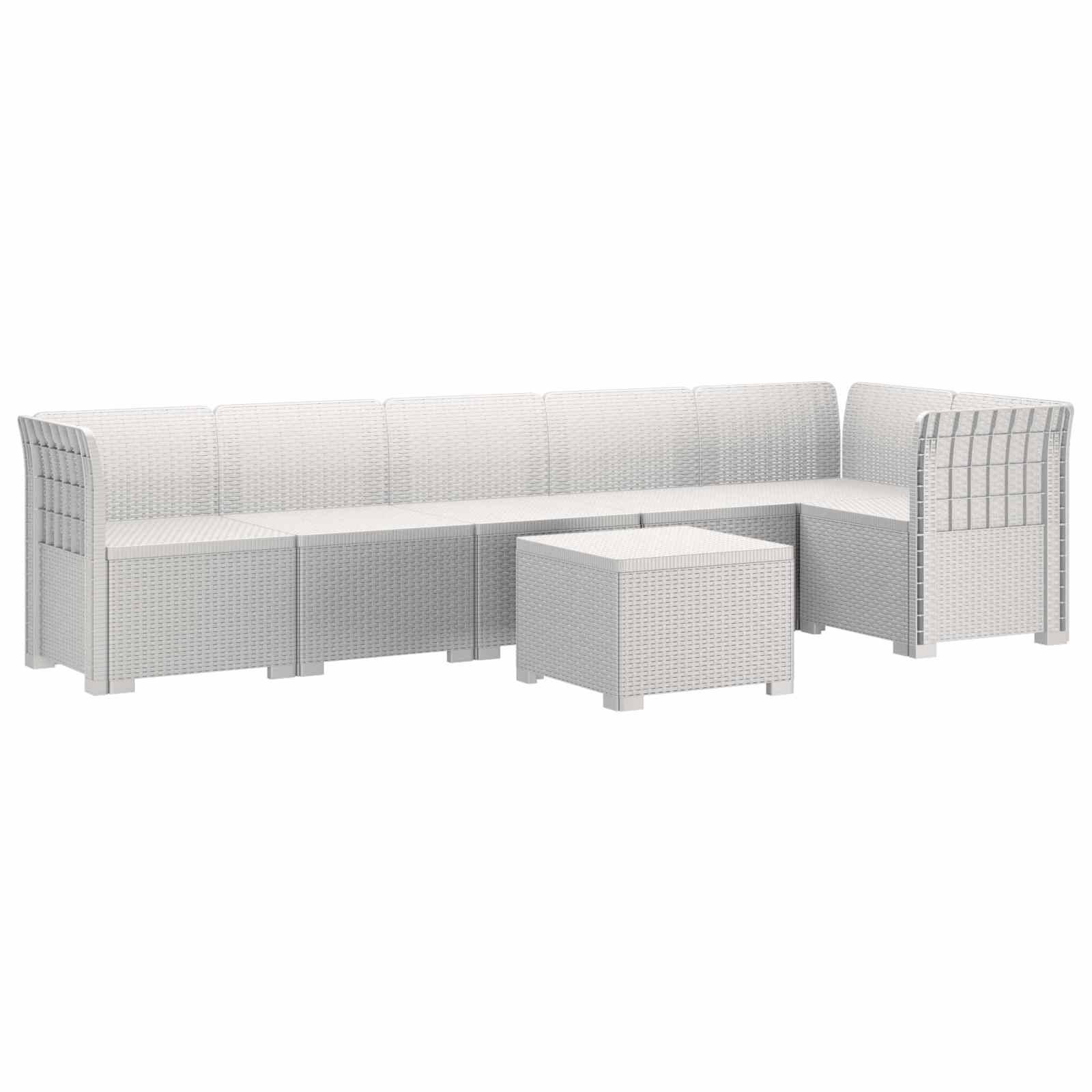 vidaXL 6-Sitzer Garten Sofa Rattan Look PP Weiß